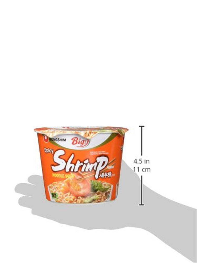 Noodles istantanei Nong Shim con gamberetti, ciotola grande - Zuppa di ramen coreana - Preparazione rapida - 115 g (1 confezione)