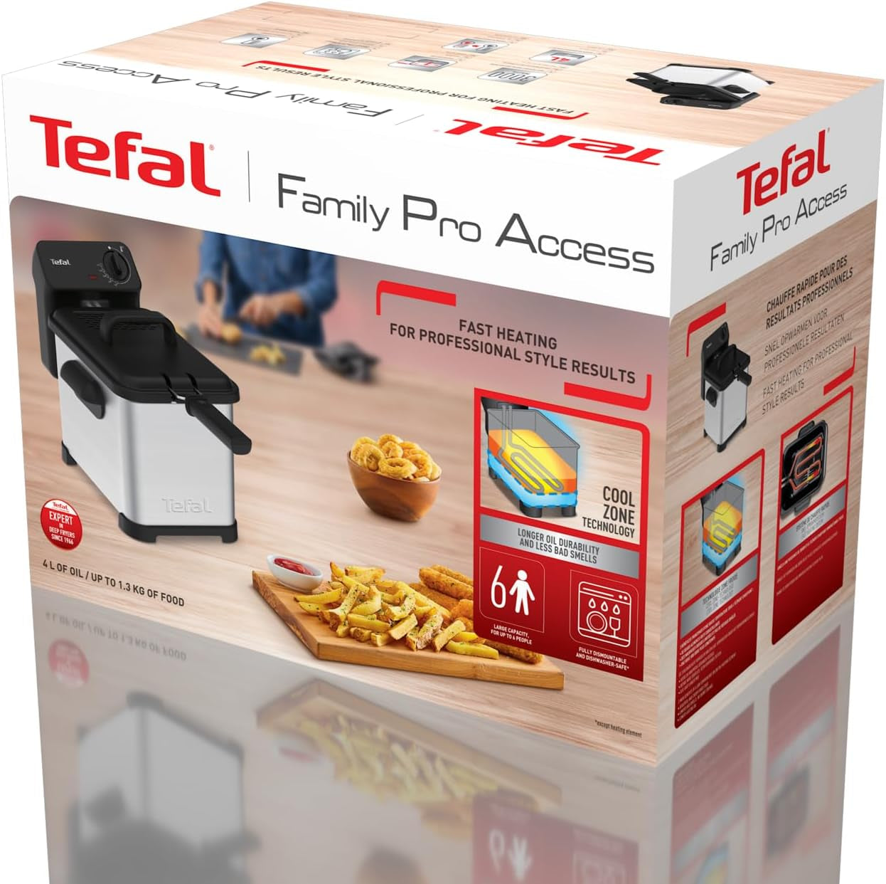 Tefal Family Pro Access 4.0L, 3000 Watt, semiprofessionale, con olio, serbatoio olio estraibile, tecnologia a zona di raffreddamento Elettrodomestici Naty Shop
