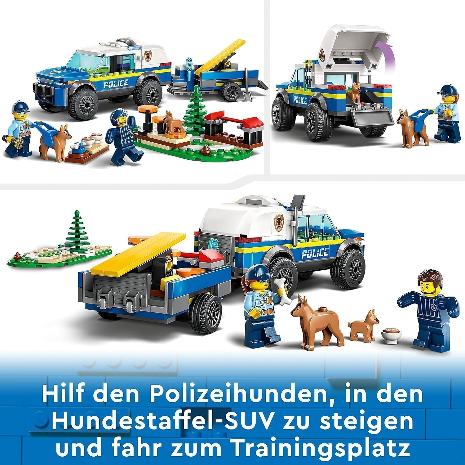 LEGO City 60369 Addestramento mobile del cane della polizia, auto della polizia giocattolo con rimorchio, personaggi di cani e cuccioli, set di animali per bambini dai 5 anni in su Set di costruzione Besuche den LEGO-Store