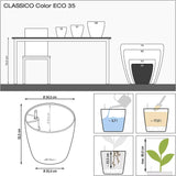 LECHUZA Classico Color ECO 35 Vaso da fiori grigio chiaro con sistema di irrigazione e indicatore del livello dell'acqua | Realizzato in plastica riciclata al 100% | Finitura opaca | Ø 34,5 x 32,5 cm | 18930