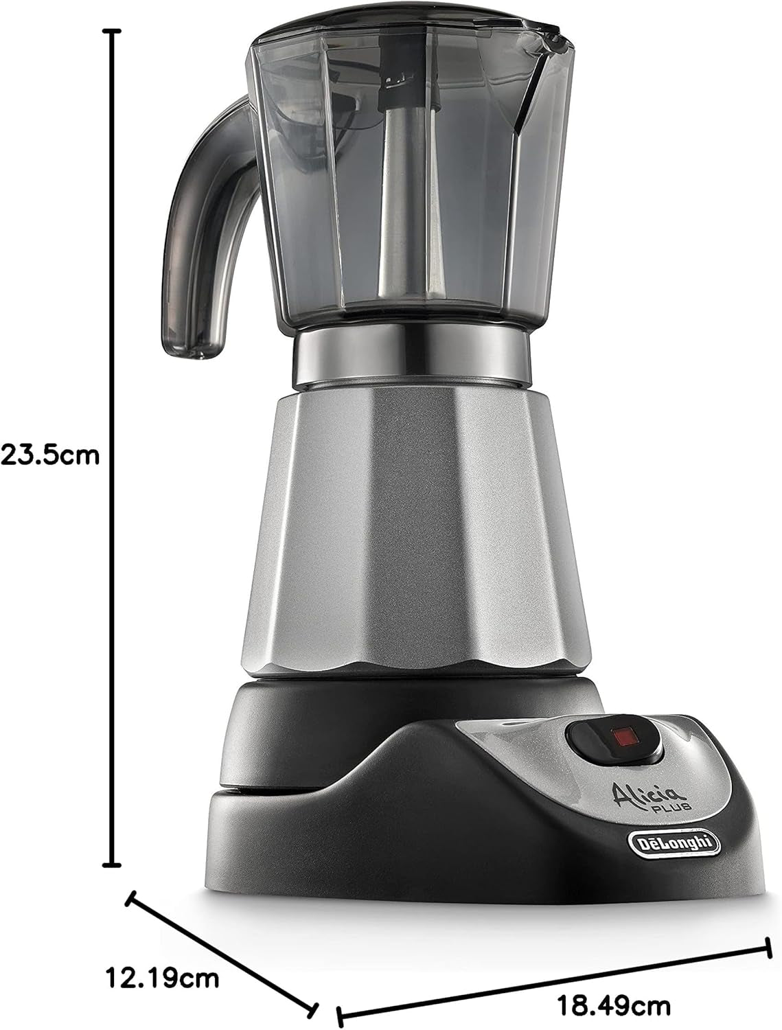 De'Longhi Alicia Plus EMKM6.B Moka (ruotabile a 360°, 550 W) Argento-Nero