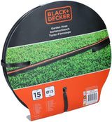 BLACK+DECKER Tubo da Giardino 15 metri - Ø13MM - PVC resistente - Irrigazione del giardino, lavaggio dell'auto, riempimento della piscina - Compatibile con qualsiasi rubinetto standard - Nero/Arancione