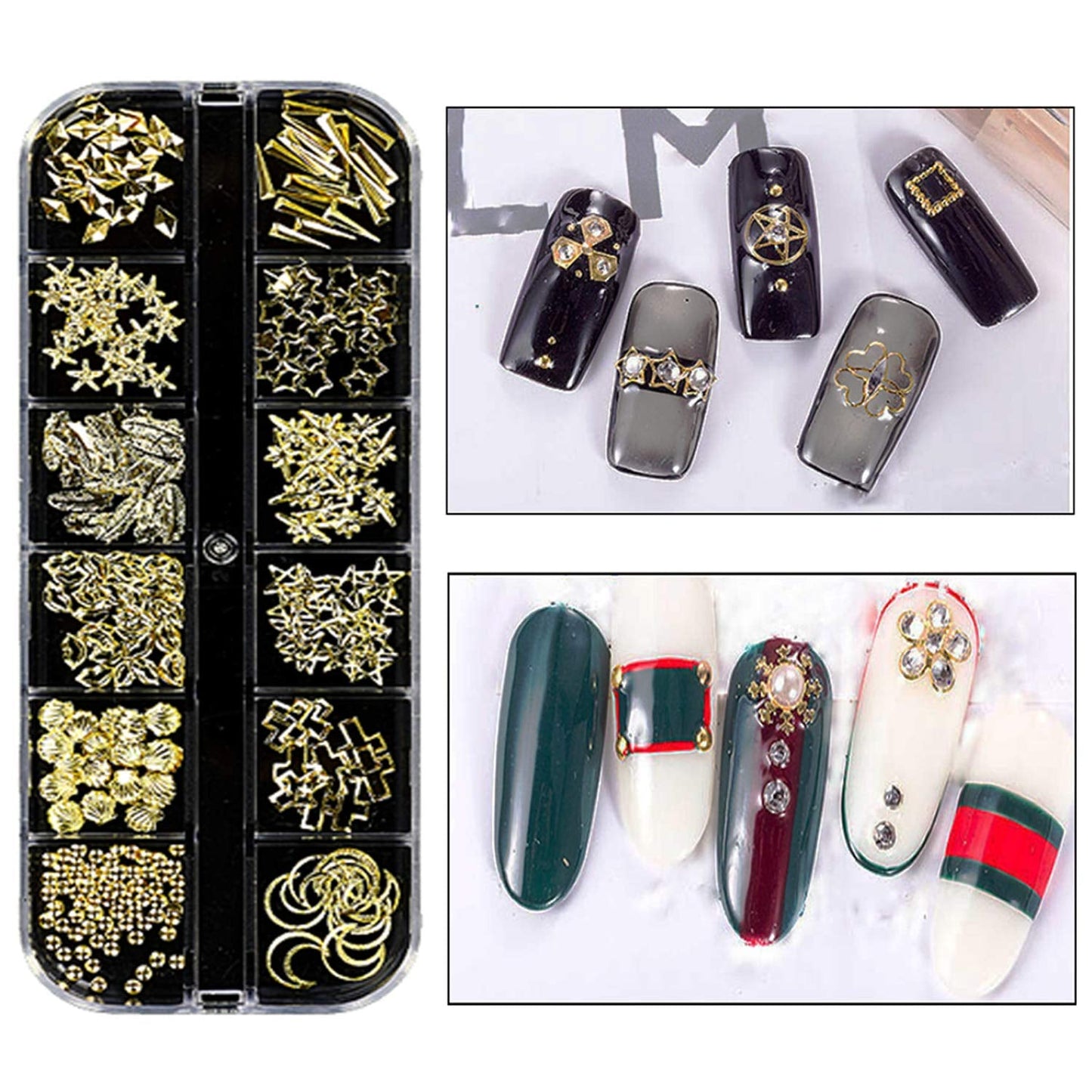 8 Boxen Nail Art Strass Kit - Nail Art Gemischt Strass Set, Nagel Kunst Strasssteine ​​​​Gems Perlen Edelsteine ​​​​Bunt Pferdeaugen Strass Für Nageldesign Zubehör Con 1 Pinzetten e 1 Strass Picker Für DIY