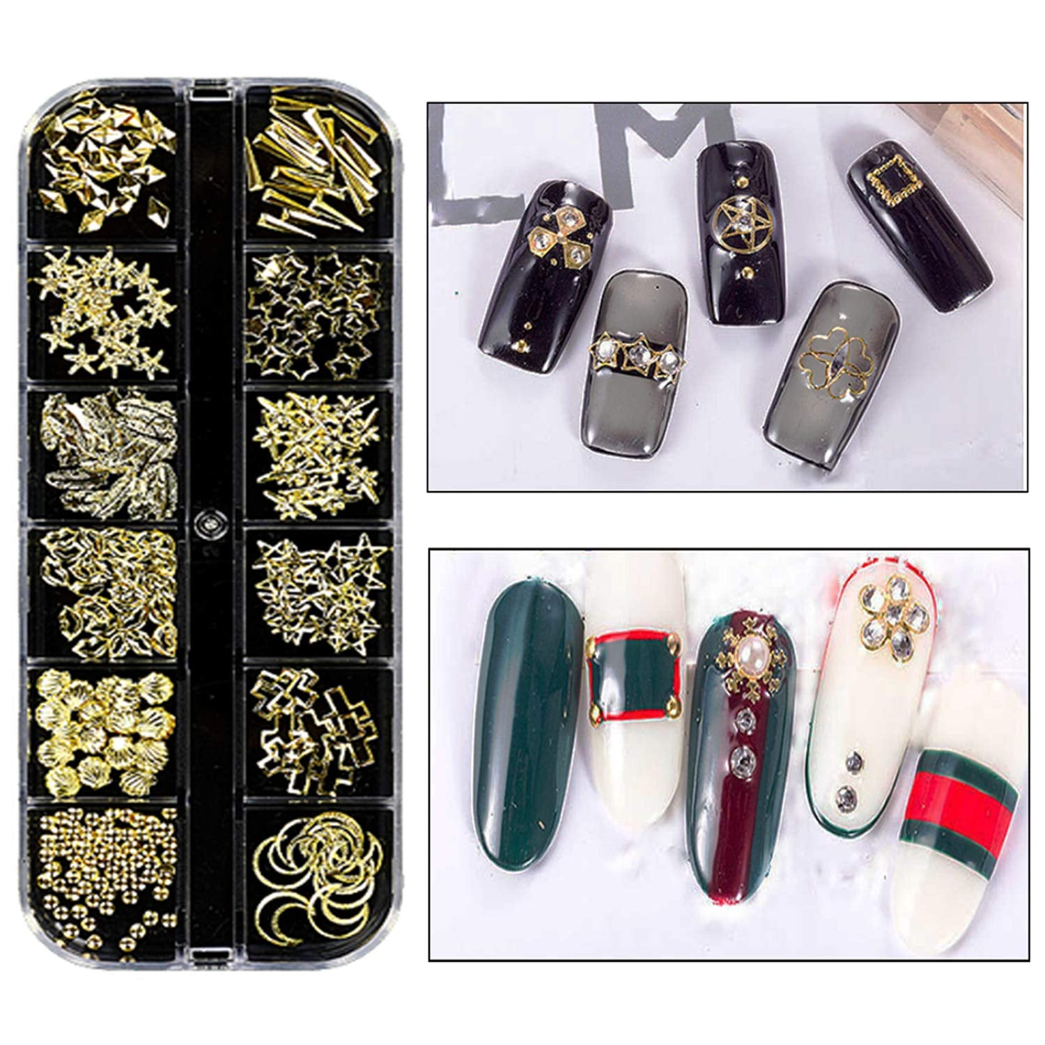 8 Boxen Nail Art Strass Kit - Nail Art Gemischt Strass Set, Nagel Kunst Strasssteine ​​​​Gems Perlen Edelsteine ​​​​Bunt Pferdeaugen Strass Für Nageldesign Zubehör Con 1 Pinzetten e 1 Strass Picker Für DIY