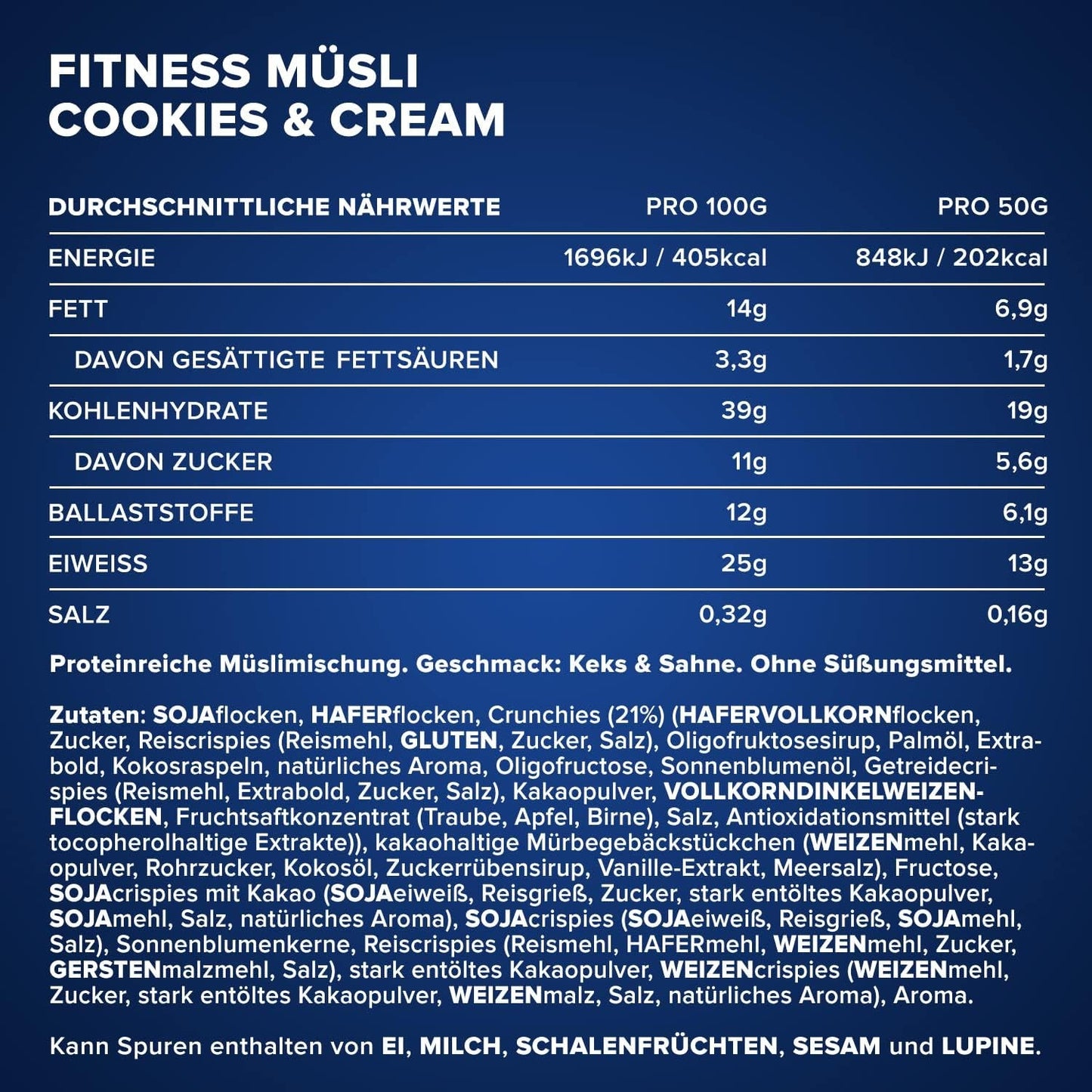 IronMaxx Fitness Muesli - Biscotti e panna, sacchetto da 2 kg | Muesli vegano ricco di proteine ​​con contenuto croccante | A basso contenuto di zuccheri e ricco di fibre