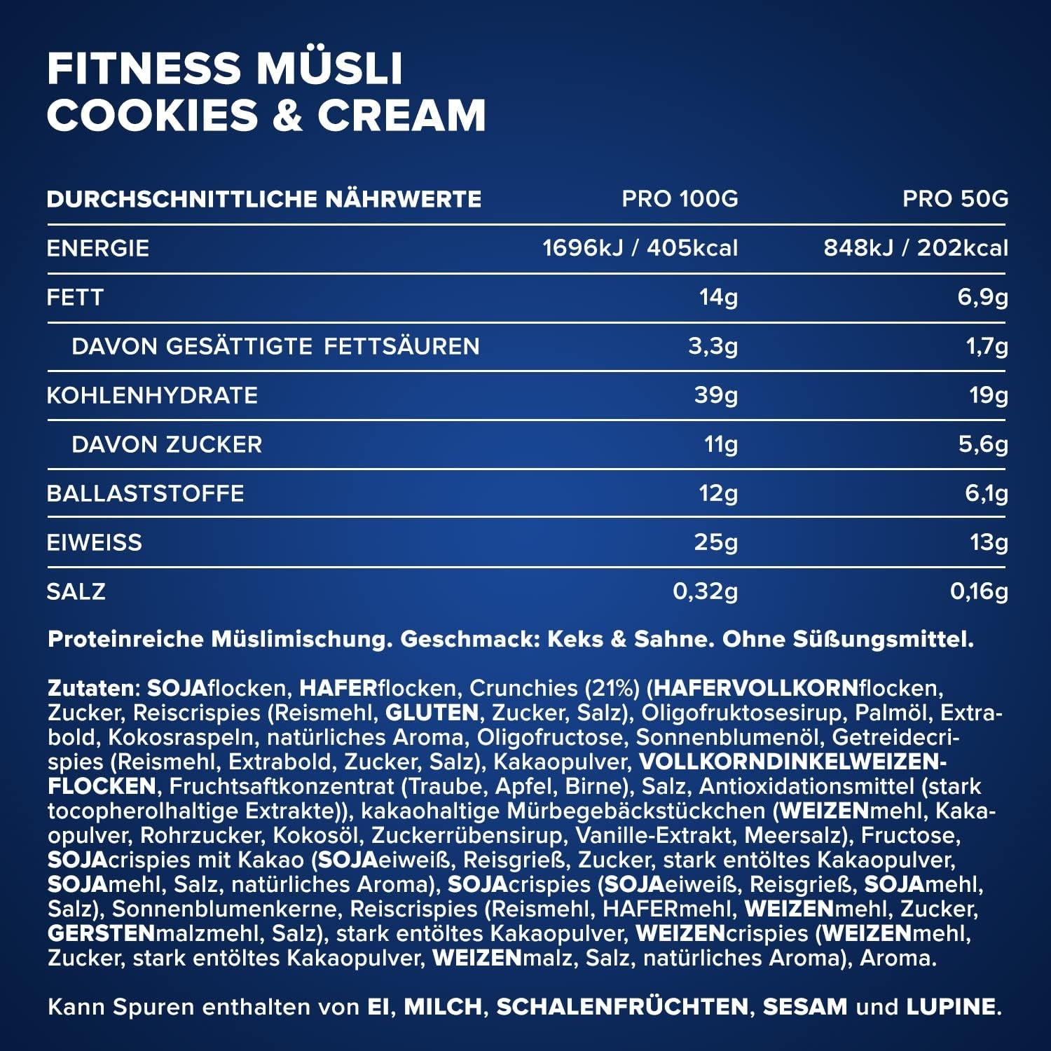 IronMaxx Fitness Muesli - Biscotti e panna, sacchetto da 2 kg | Muesli vegano ricco di proteine ​​con contenuto croccante | A basso contenuto di zuccheri e ricco di fibre