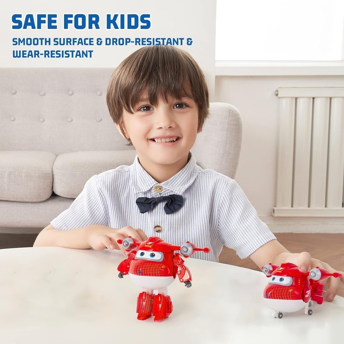 Super Wings Personaggi trasformanti da 5" Confezione da 2 Jett sovralimentato trasformante + Tino Giocattolo trasformatore per ragazzi e ragazze dai 3 anni in su Action Figure rosse Naty Shop