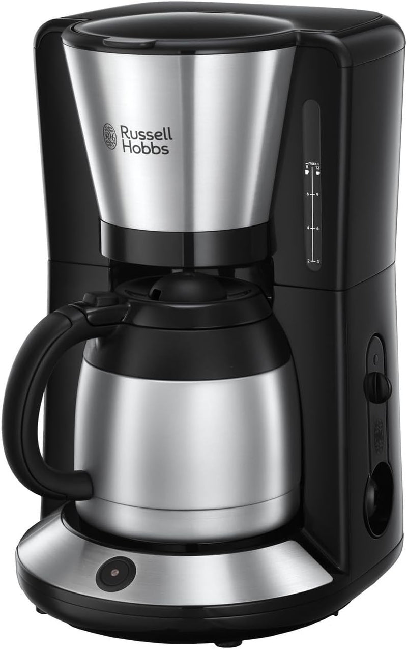 Macchina per caffè Russell Hobbs [soffione doccia per estrazione e aroma ottimali] Adventure (da 1 a 8 tazze, caraffa termica da 1,0 litri, spegnimento automatico, sistema antigoccia, 1100 W) Macchina per caffè con filtro 24020-56