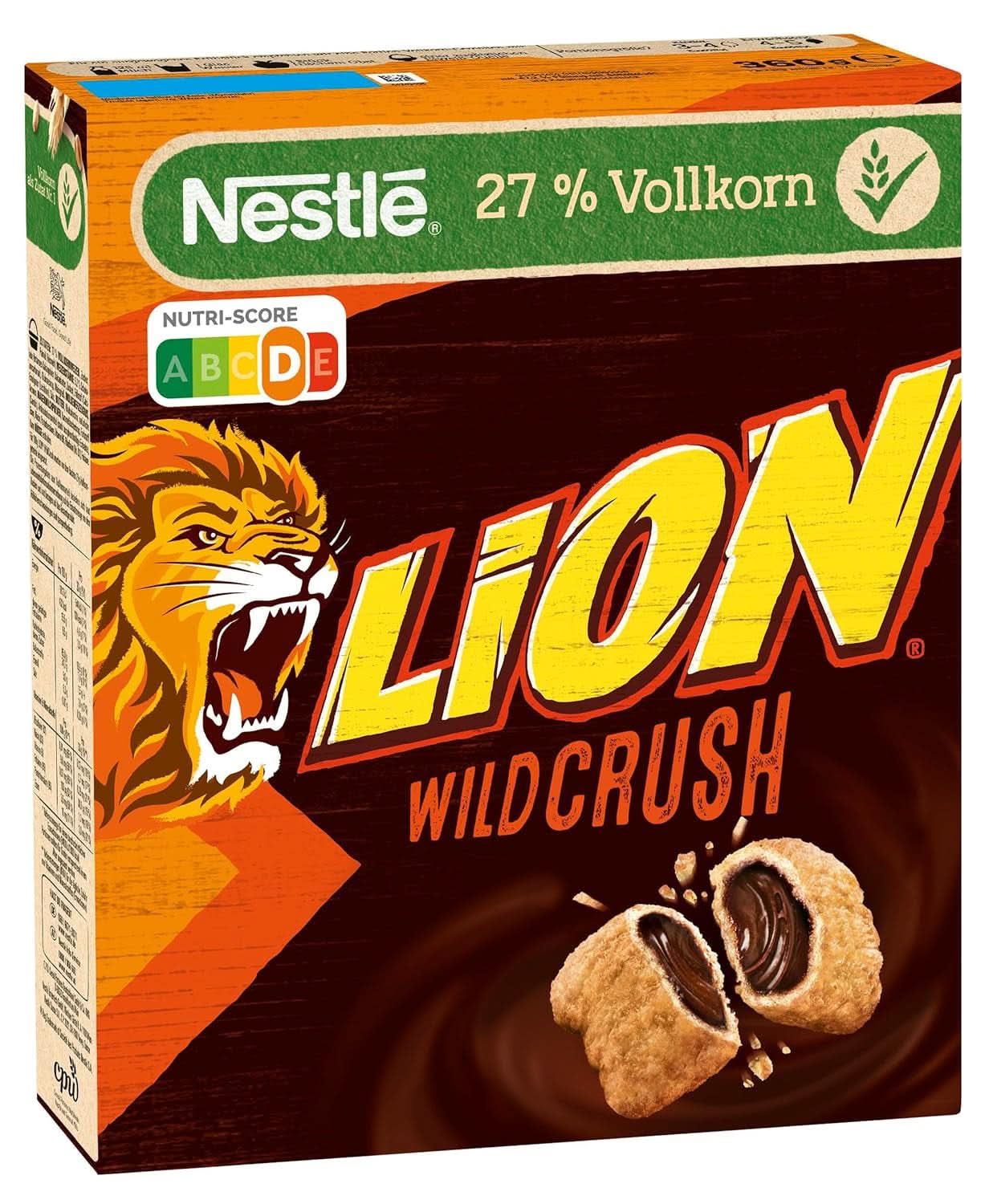 LION Wildcrush cereali, cioccolato e caramello Cereali da colazione, confezione da 8 x 360 grammi Naty Shop