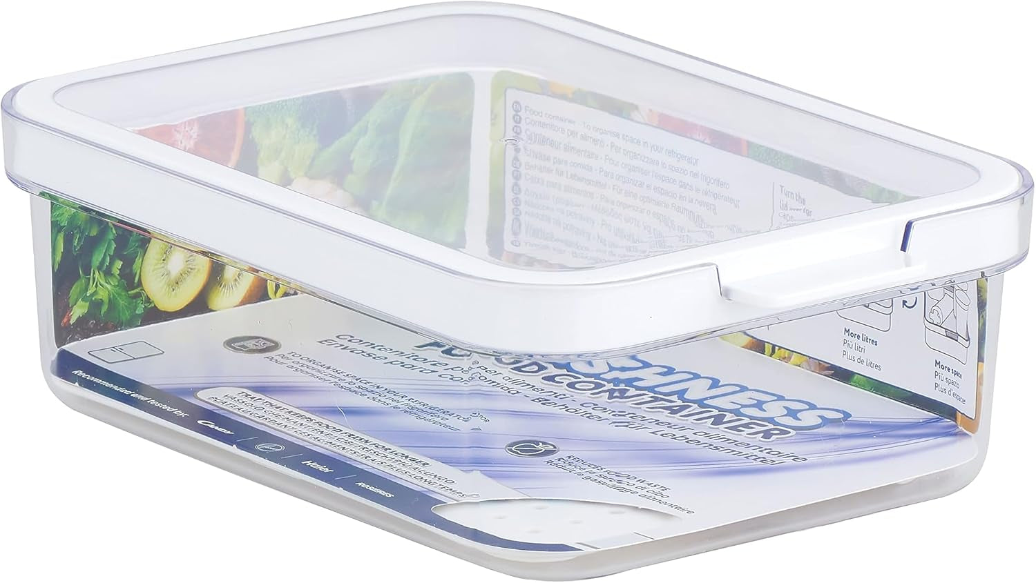 CARE + PROTECT Contenitore per alimenti intelligente, perfettamente impilabile, organizer per frigorifero, protegge il cibo dall'umidità, mantiene il cibo fresco più a lungo, contenitori per alimenti Naty Shop da 2,15 L 1,2 L