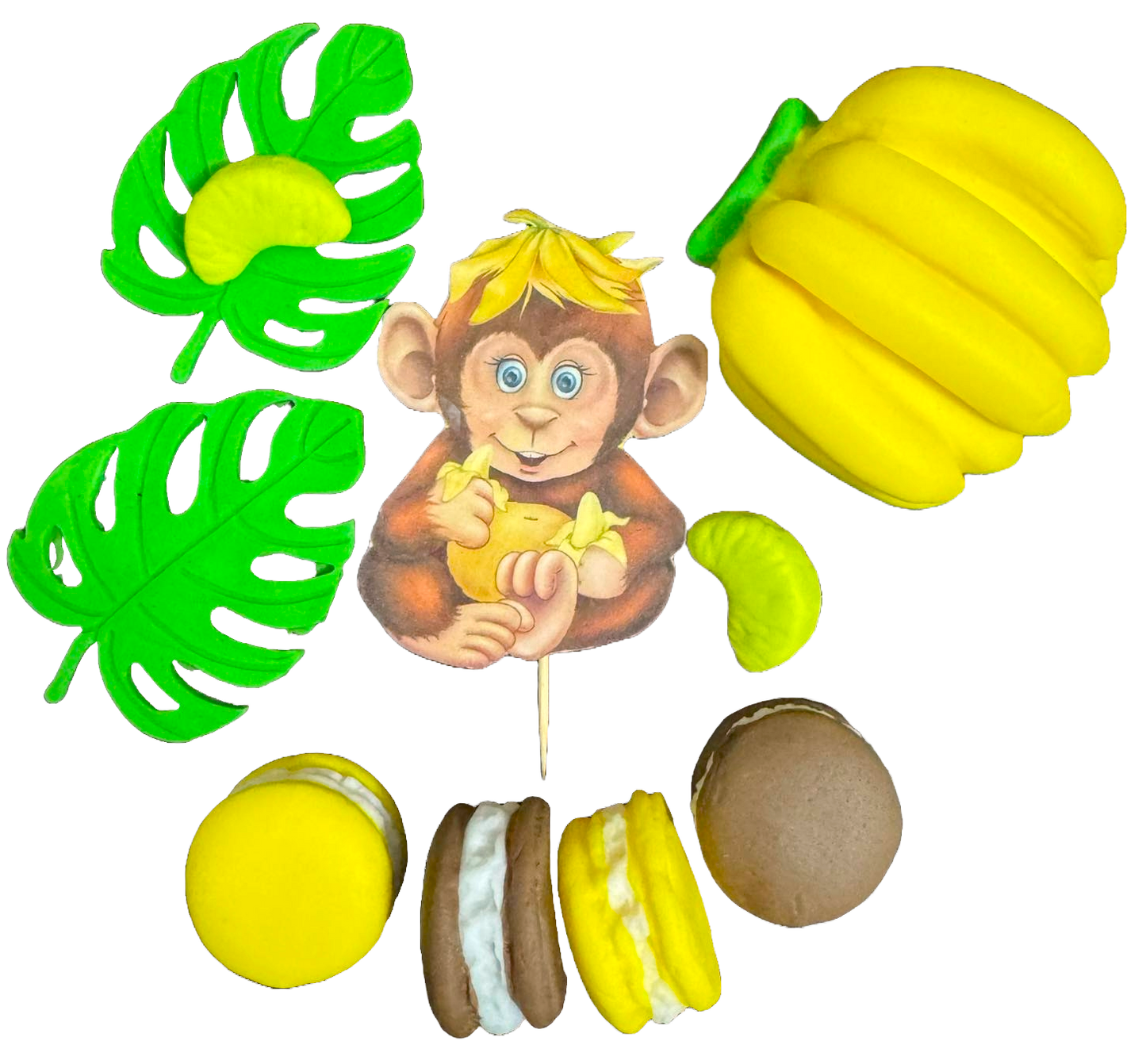 Set 10 decorazioni in zucchero commestibile, Decorazioni in Pasta di Zucchero Maimuta Nati Shop