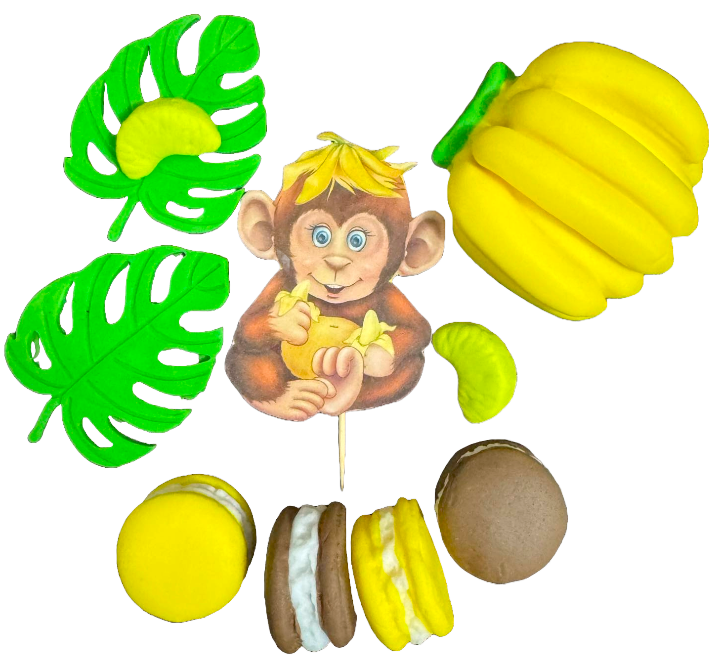 Set 10 decorazioni in zucchero commestibile, Decorazioni in Pasta di Zucchero Maimuta Nati Shop