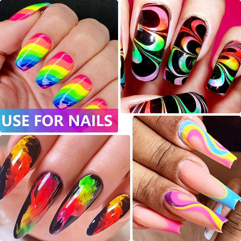 Neon Phosphor Pigment Pulver Per Nägel Lidschatten - 12 colori Neon Nagel Glitzer Augenpulver Maniküre Halloween Neon Make-Up Dekoration Nail Art Staub Pigment