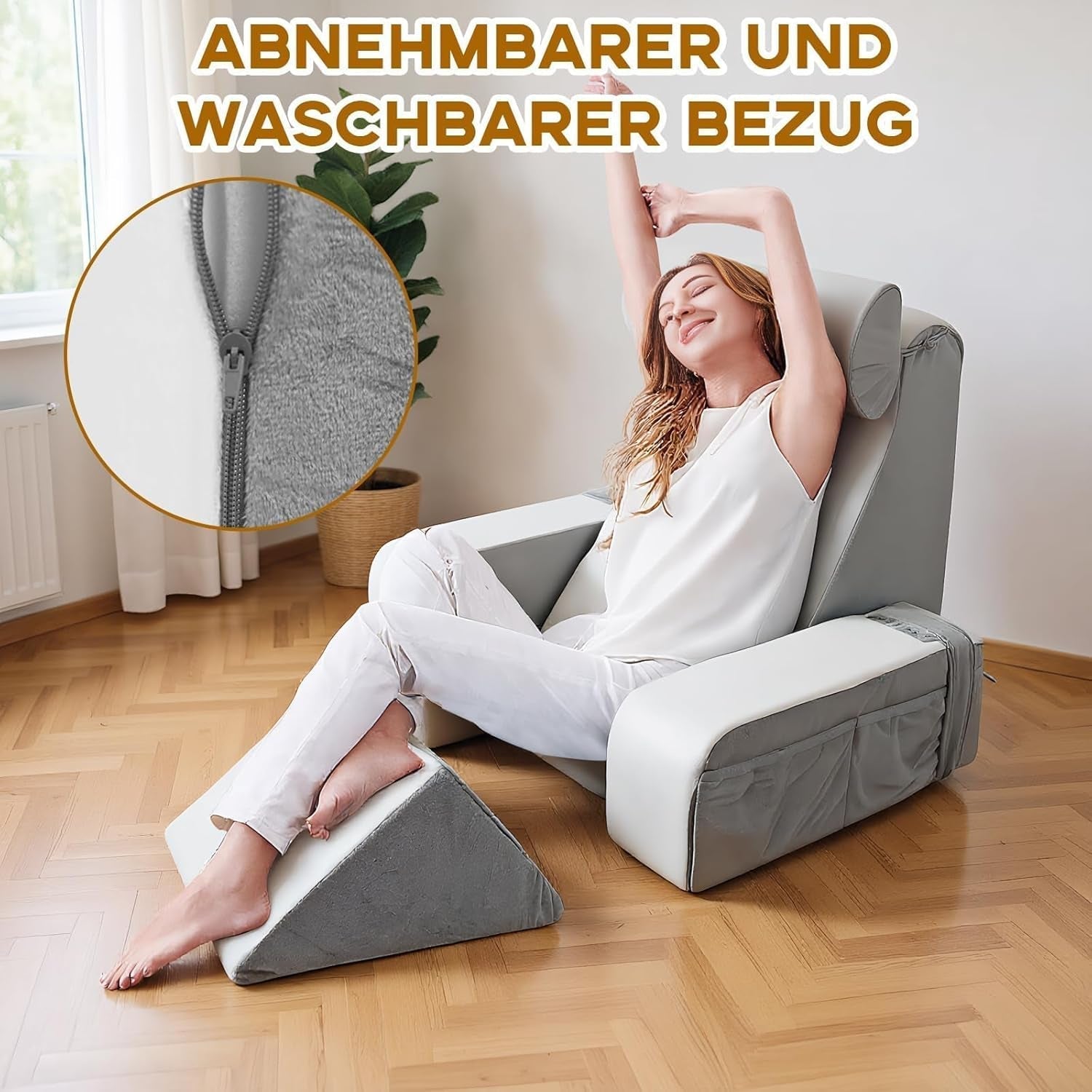 Cuscino da lettura con supporto per collo e braccioli staccabili, cuscino per la schiena comodo e leggero per letto e divano, cuscino per la schiena per adulti, schienale in memory foam per leggere, guardare la TV e videogiochi