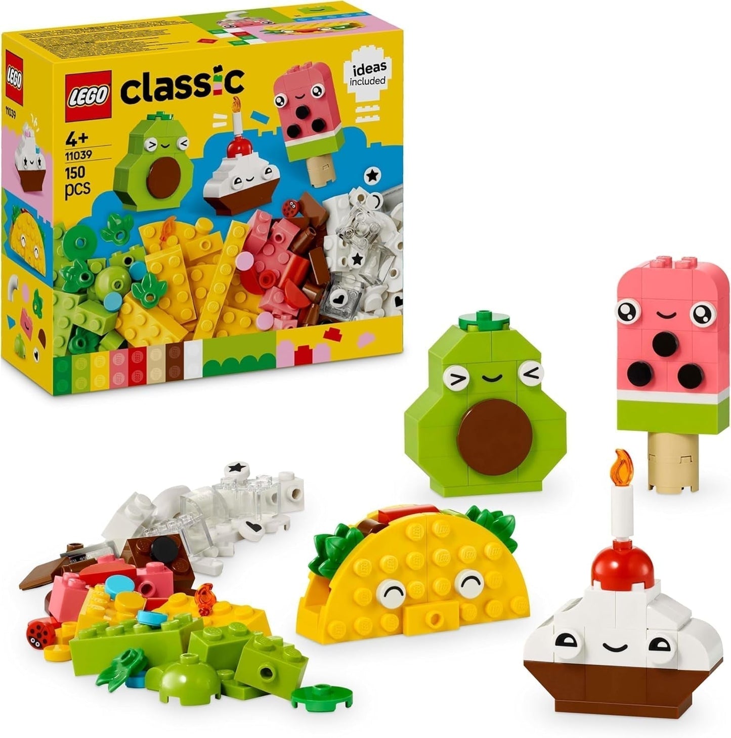 Divertimento creativo per costruire uno spuntino LEGO Classic, giocattolo alimentare per giochi di ruolo fantasiosi, set da costruzione per ragazzi e ragazze dai 4 anni in su, cupcake, avocado, ghiacciolo e taco 11039 Set da costruzione Besuche den LEGO-Store Titolo predefinito