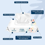 BIOLANE - Salviettine umidificate per viso e mani per bambini - Confezione da 6 - 384 salviette (6 x 64 cm) - Pulisce e protegge - Articoli da toeletta - Ipoallergenico - Per pelli sensibili - 97% ingredienti naturali - Prodotto