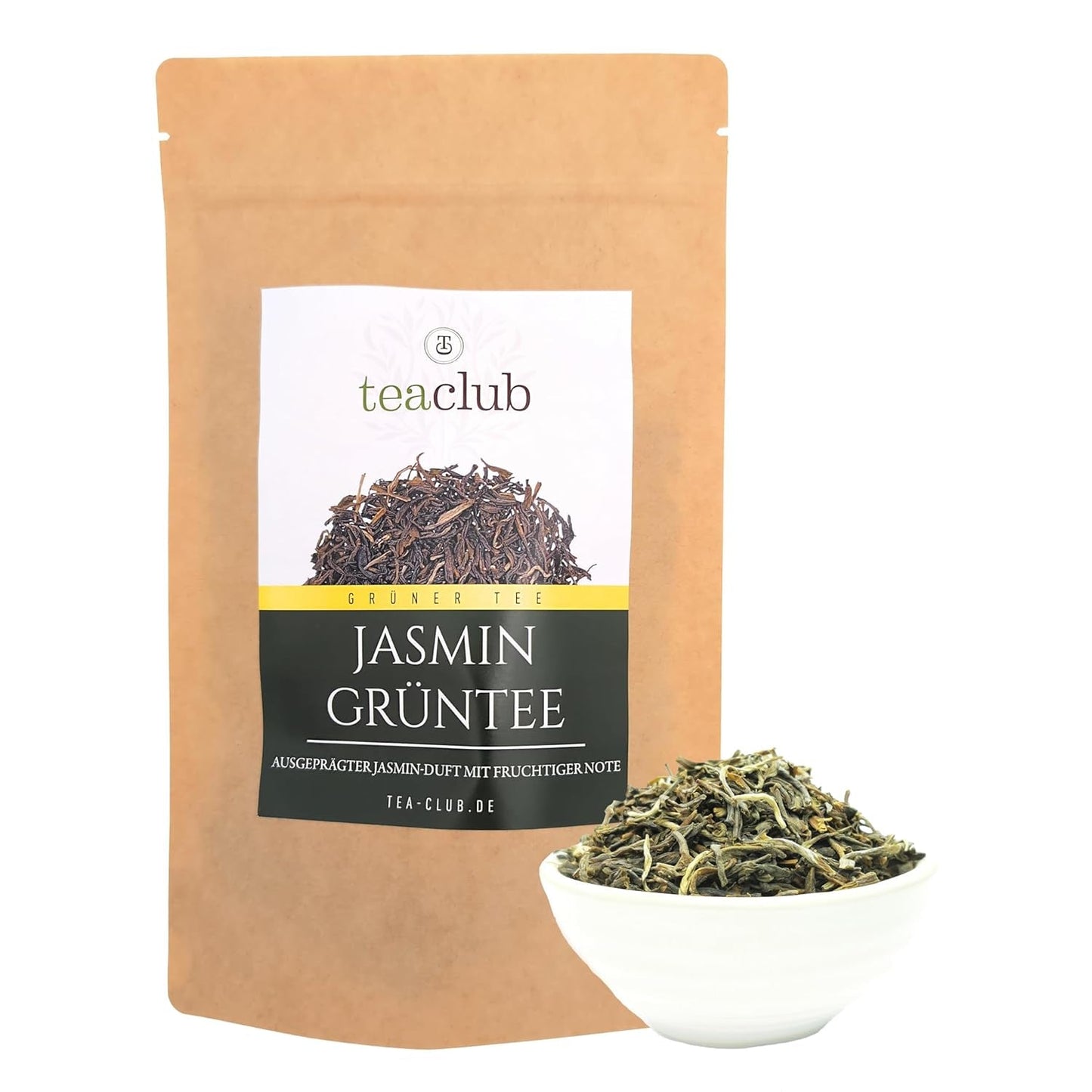 Tè al gelsomino sfuso 100 g, Tè verde ai fiori di gelsomino aromatizzato naturalmente, Tè verde al gelsomino con un pronunciato sapore di gelsomino, Tè verde Teaclub