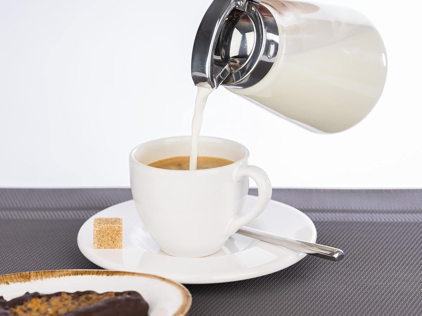 APS 765 Tazza universale, tazza versatrice in vetro con tappo a vite in acciaio inox, tazza versatrice per miele, crema al caffè o altri liquidi, 8,5 x 12 cm, altezza 13 cm