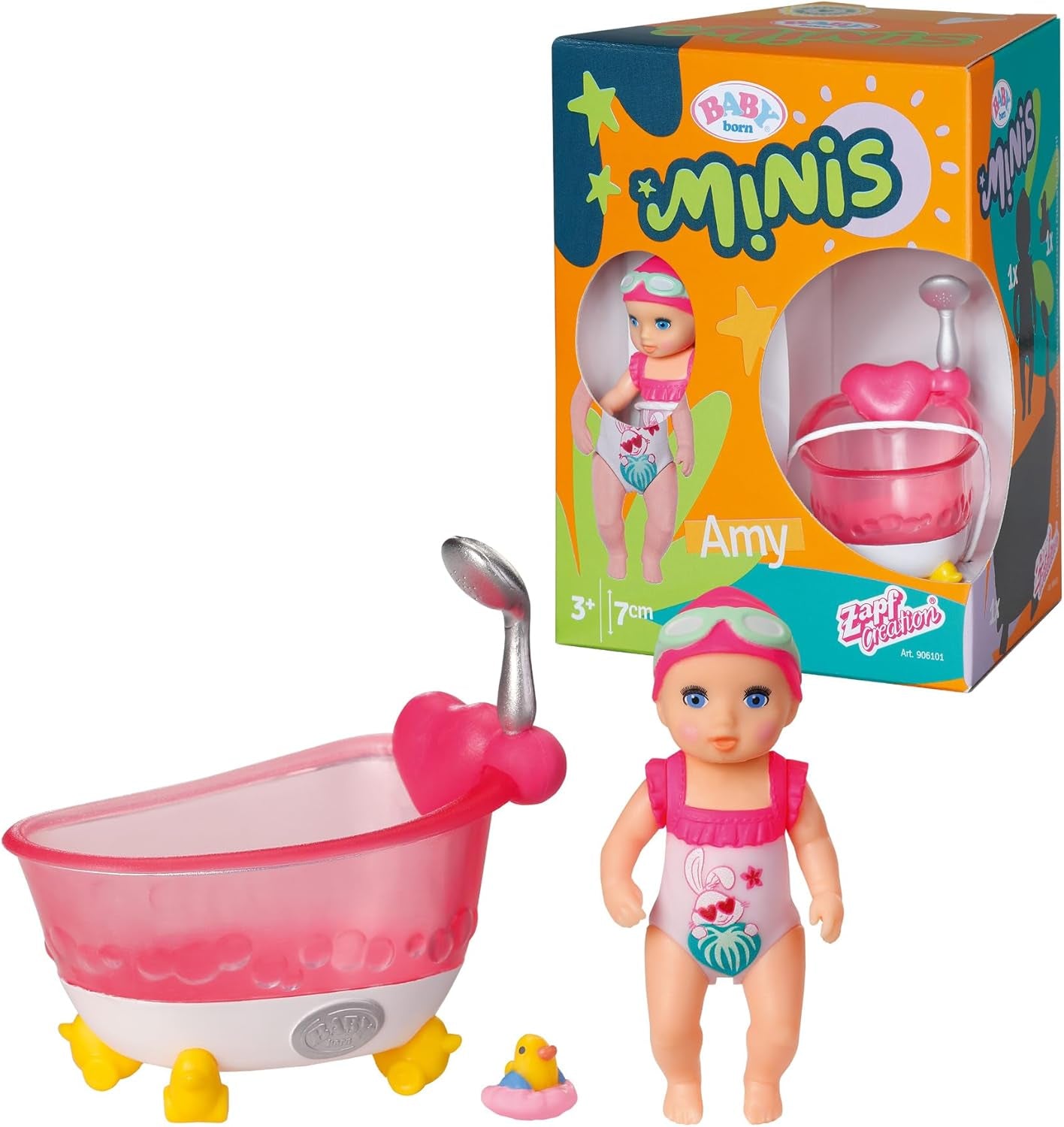 BABY Born Minis Set da Bagno con Mini Amy e la Papera, 906101 Zapf Creation Dolls Naty Shop Vasca da Bagno
