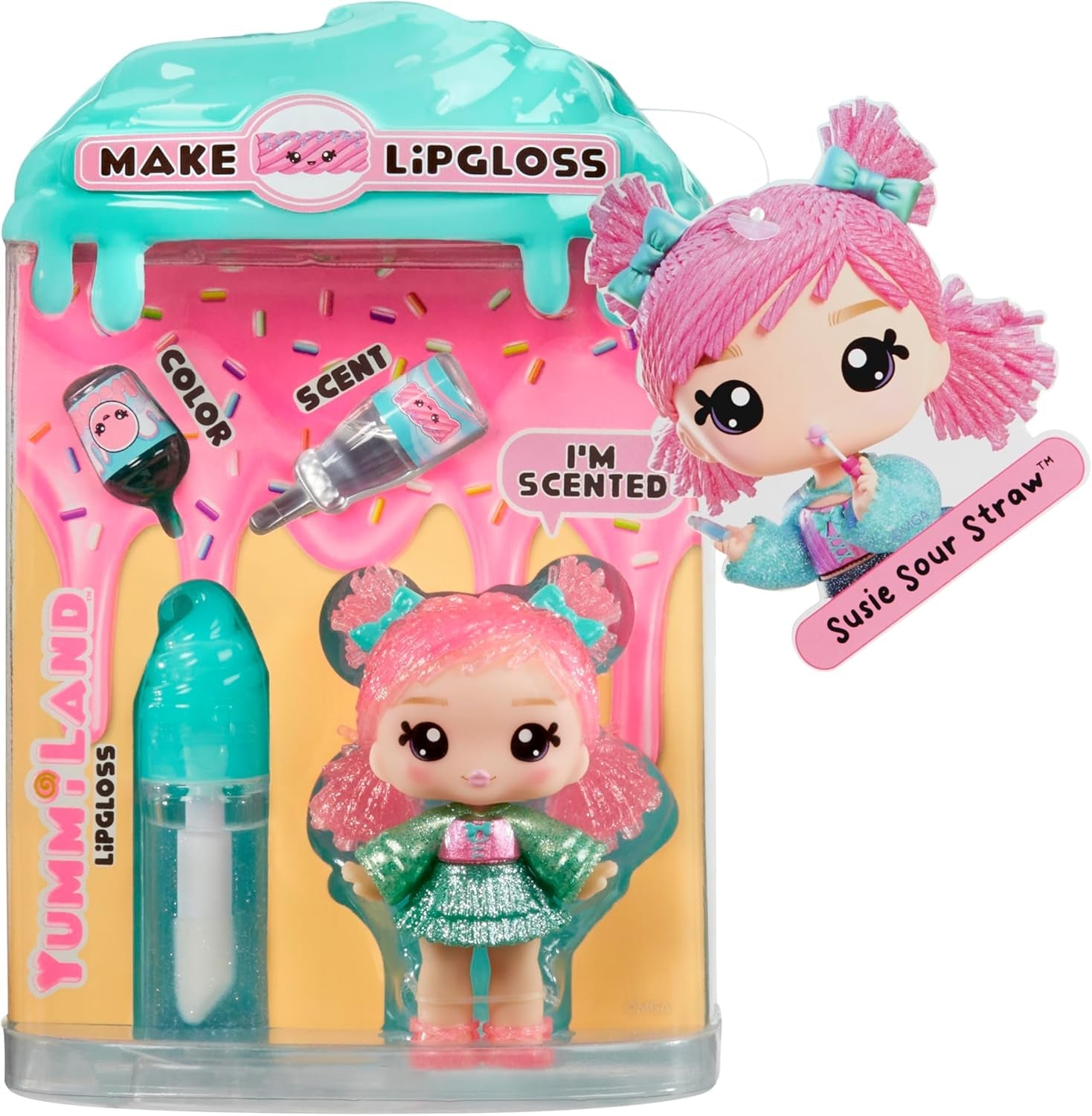 Yummiland Bambola lucidalabbra - Susie Sour Straw - Include kit lucidalabbra fai-da-te, adatto a partire dai 4 anni, Serie 2