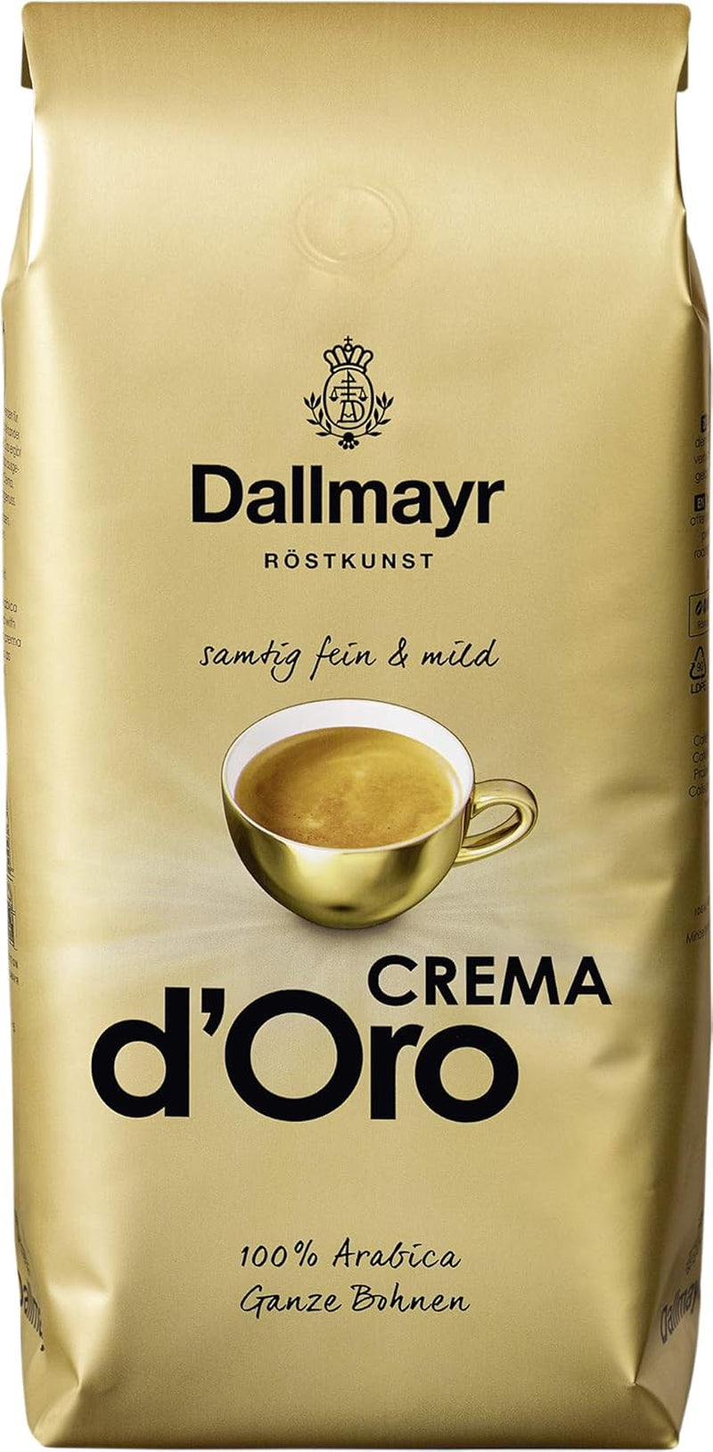 Crema d'Oro Caffè Vellutato, Delicato e Pregiato Confezione da 8 Grani (8x1000g) - Arabica