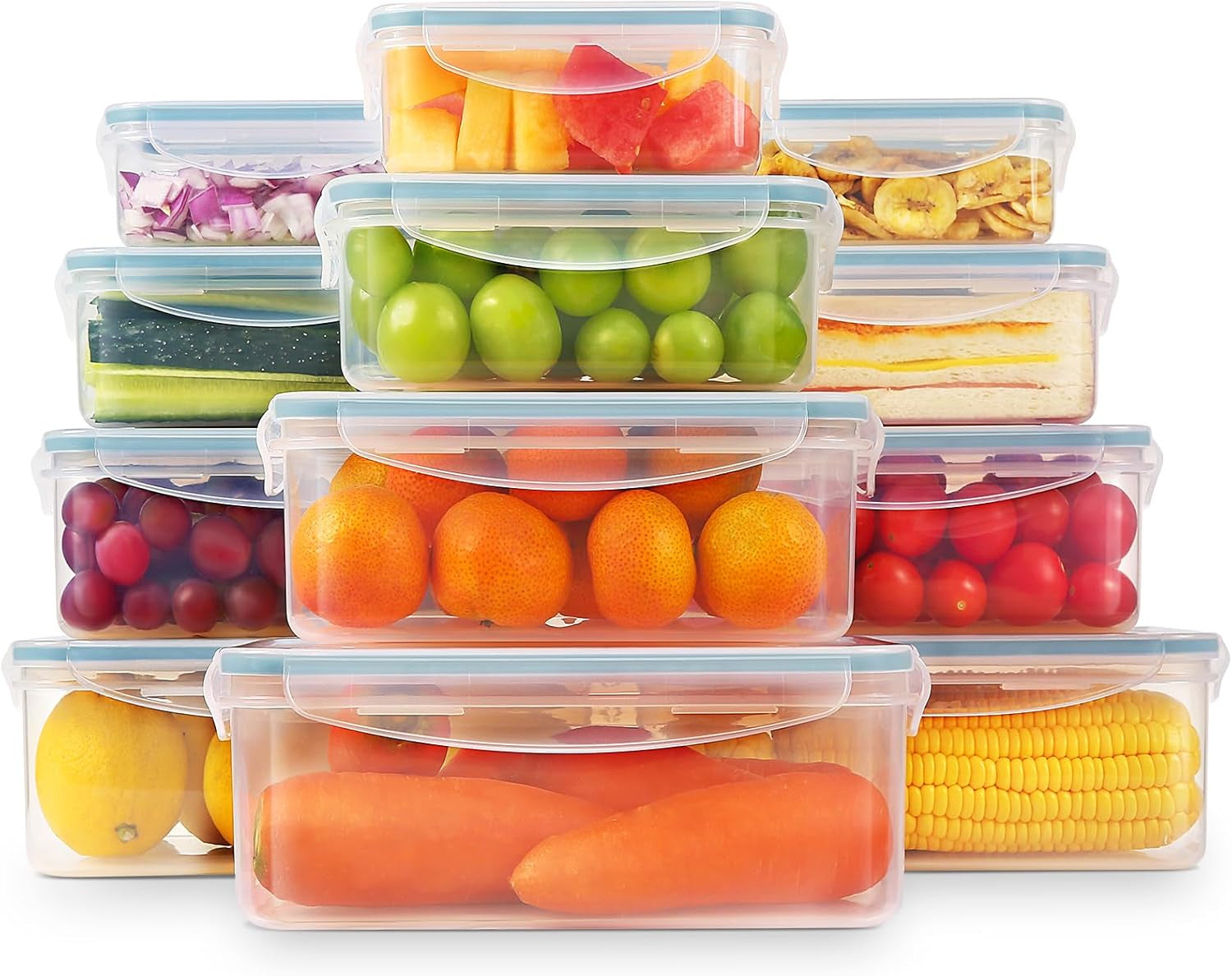 YASHE Barattolo per alimenti con coperchio Set di barattoli in plastica da 12 pezzi Senza BPA Scatole trasparenti impilabili per alimenti trasparenti al 100% a tenuta stagna Naty Shop Mb-04-12 Pezzi