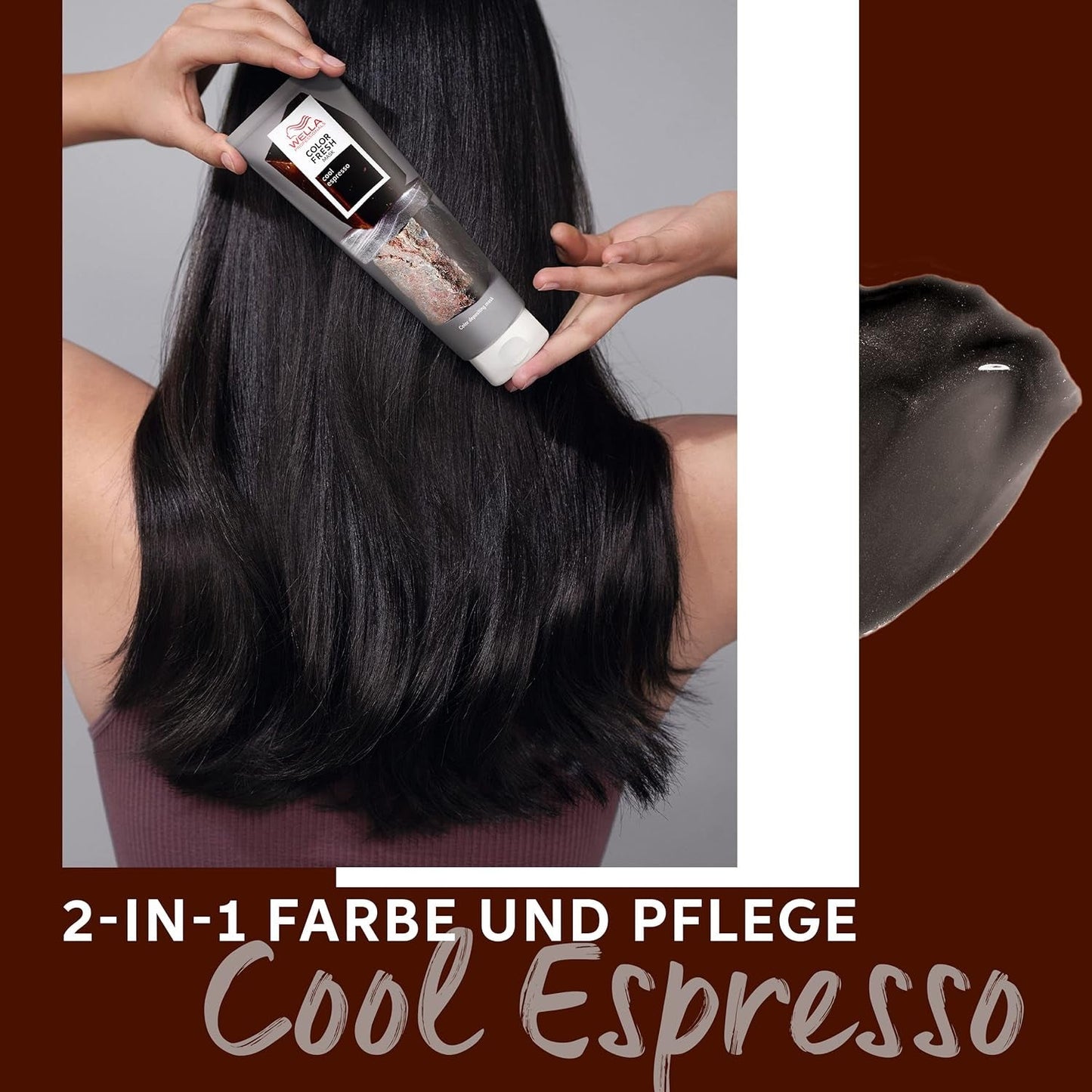 Wella Professionals Color Fresh Mask Cool Espresso - trattamento per rivitalizzare e cambiare il colore dei capelli - tonalità nutriente con olio di avocado - per capelli neri e neri - 150 ml Naty Shop Hair Mask