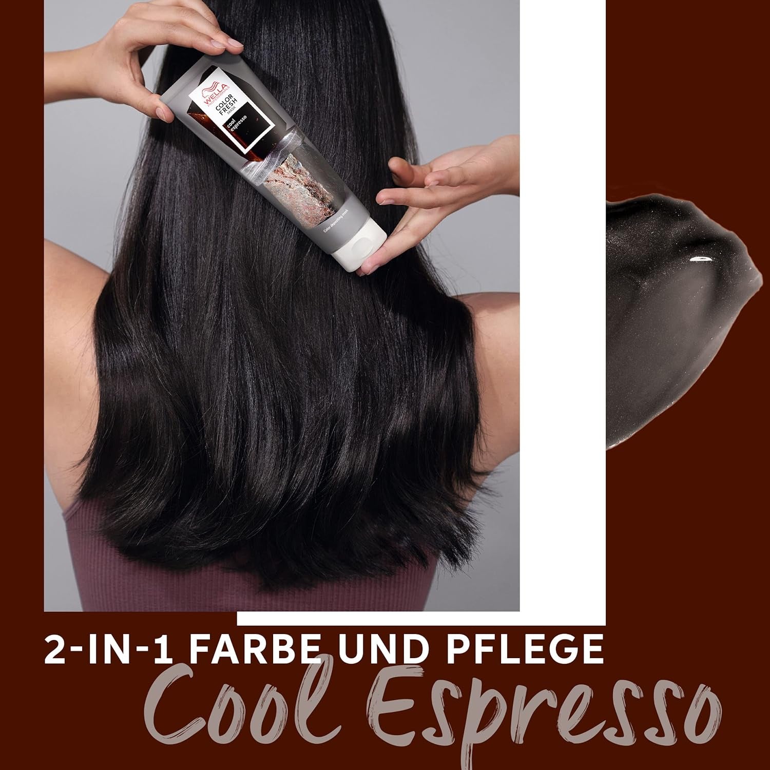 Wella Professionals Color Fresh Mask Cool Espresso - trattamento per rivitalizzare e cambiare il colore dei capelli - tonalità nutriente con olio di avocado - per capelli neri e neri - 150 ml Naty Shop Hair Mask