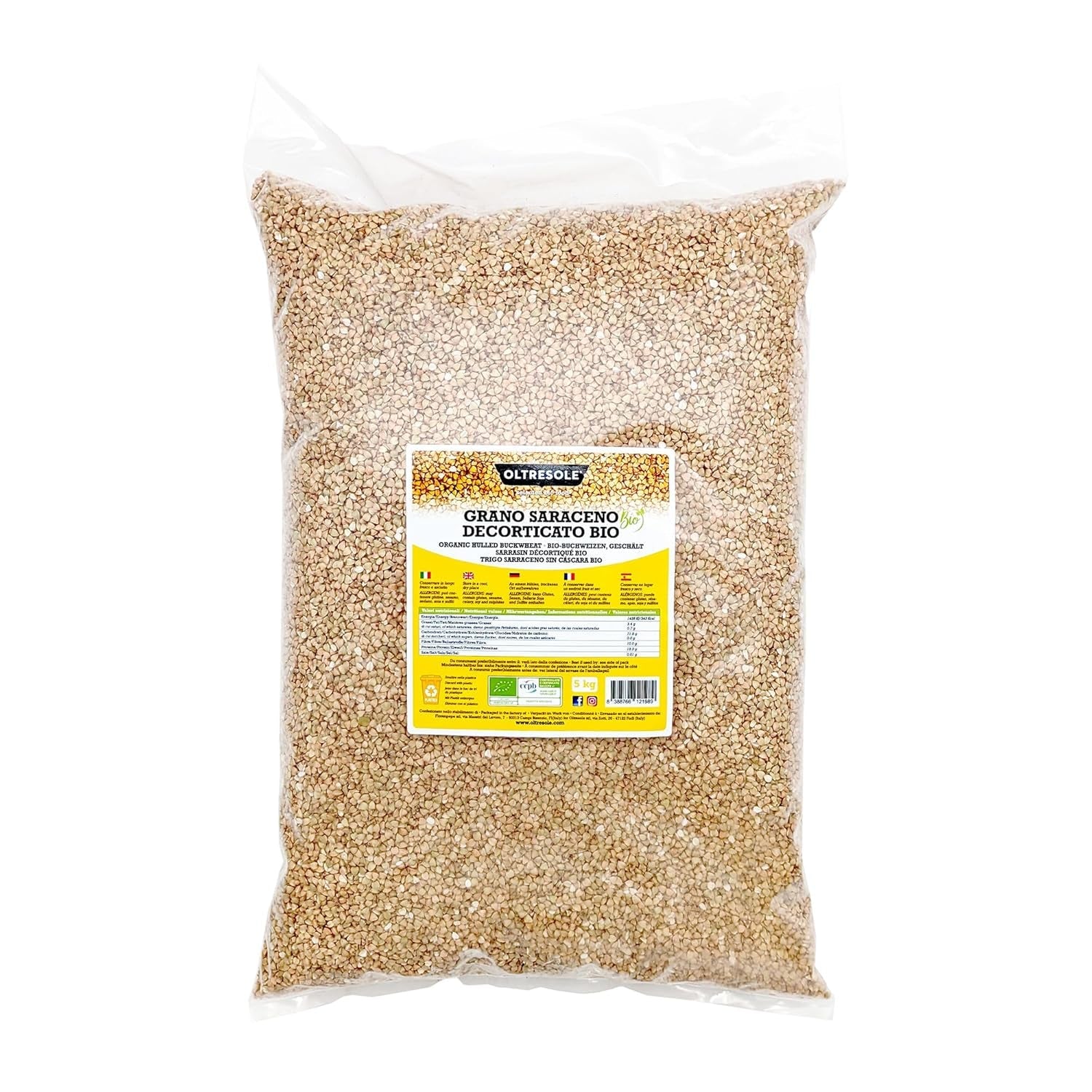 - Organic Buchweizen geschält 5 Kg - Getreide, nicht wärmebehandelt, aus biologischem Anbau, Pacchetto Convenience