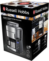 Caffettiera Russell Hobbs con macinacaffè e caraffa termica [Timer digitale, soffione doccia per estrazione e aroma ottimali] Grind&Brew (1-10 tazze, 3 impostazioni di macinatura) Caffettiera con filtro 25620-56