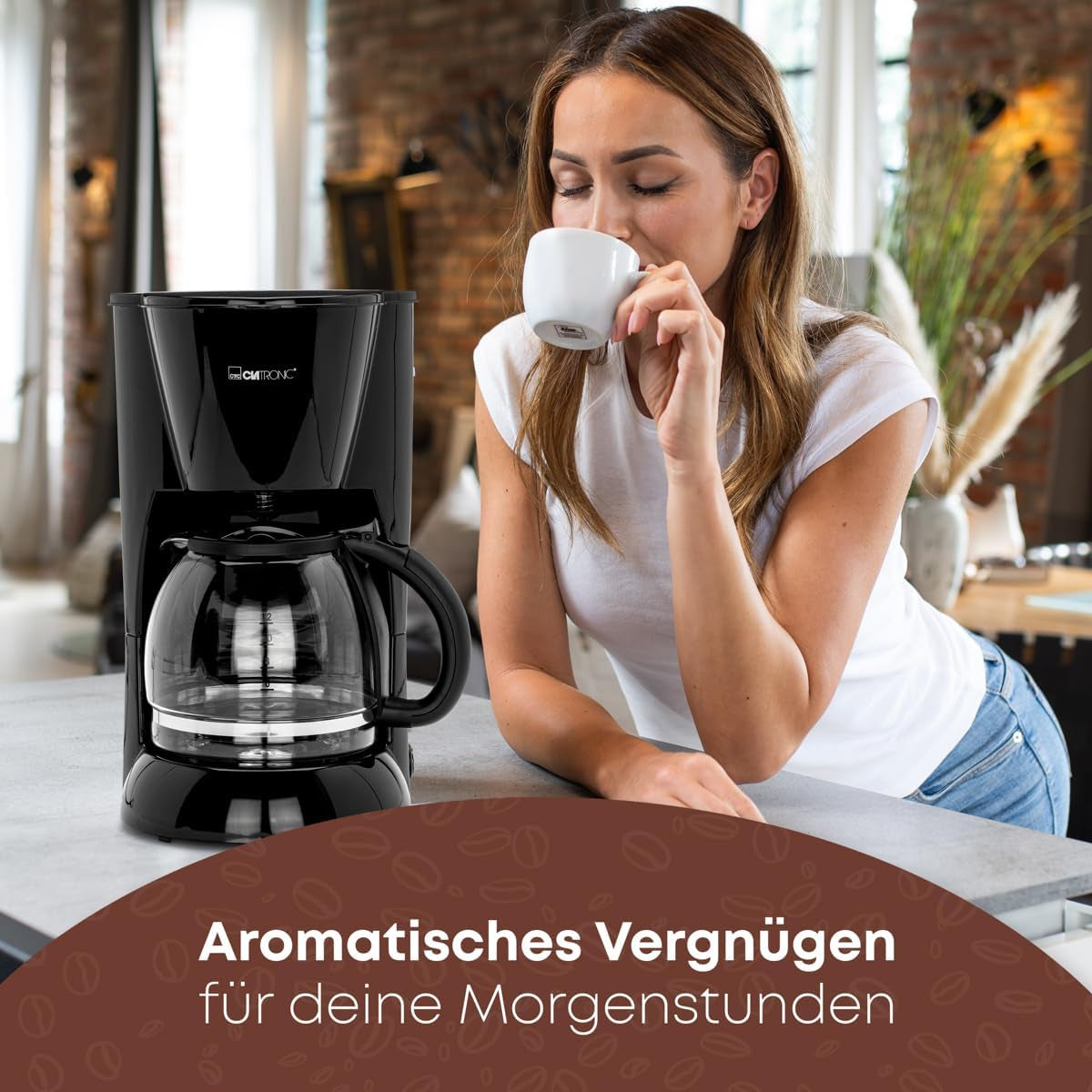 Macchina per caffè espresso Clatronic® | Macchina per caffè espresso automatica per 12-14 tazze (circa 1,5 litri) | Macchina per caffè espresso con filtro e sistema antigoccia | 900 W | Espressore KA 3473 Nero