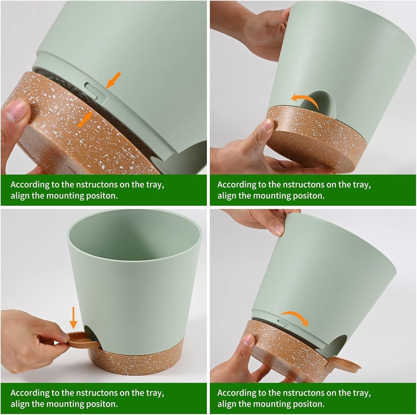 Vaso da fiori 6 pezzi 12,7 cm Fioriera autoirrigante Vaso da fiori per interni ed esterni ad alto drenaggio con vassoio per serbatoio e bordo per irrigazione Fioriera da giardino