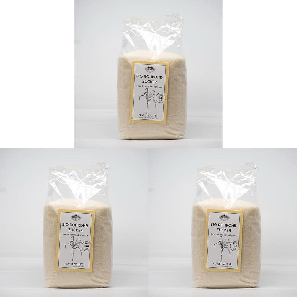 Zucchero grezzo di canna biologico, 1 Kg Dolcificanti Naty Shop 3 x 500 grammi