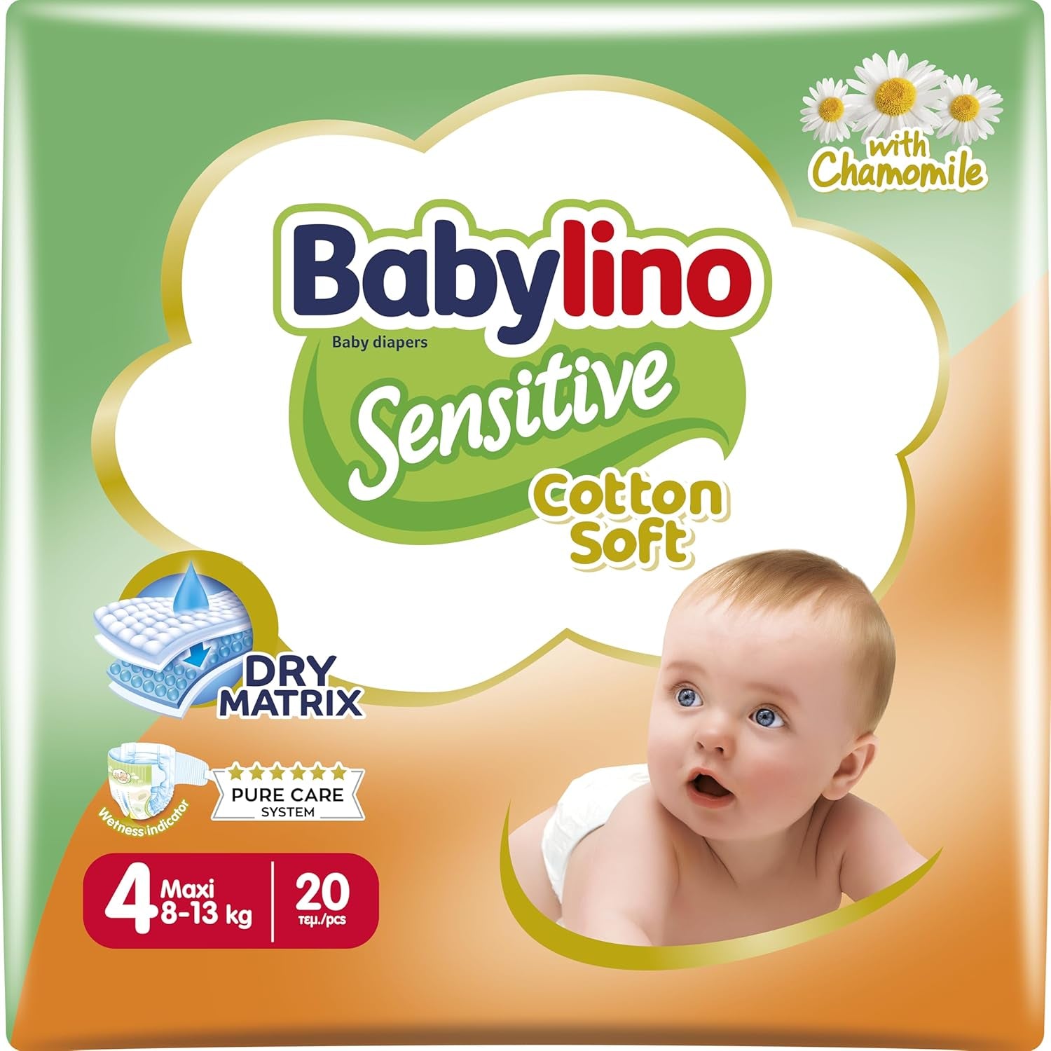 Pannolini per bambini Sensitive taglia 4, Maxi (8-13 kg), 20 pezzi