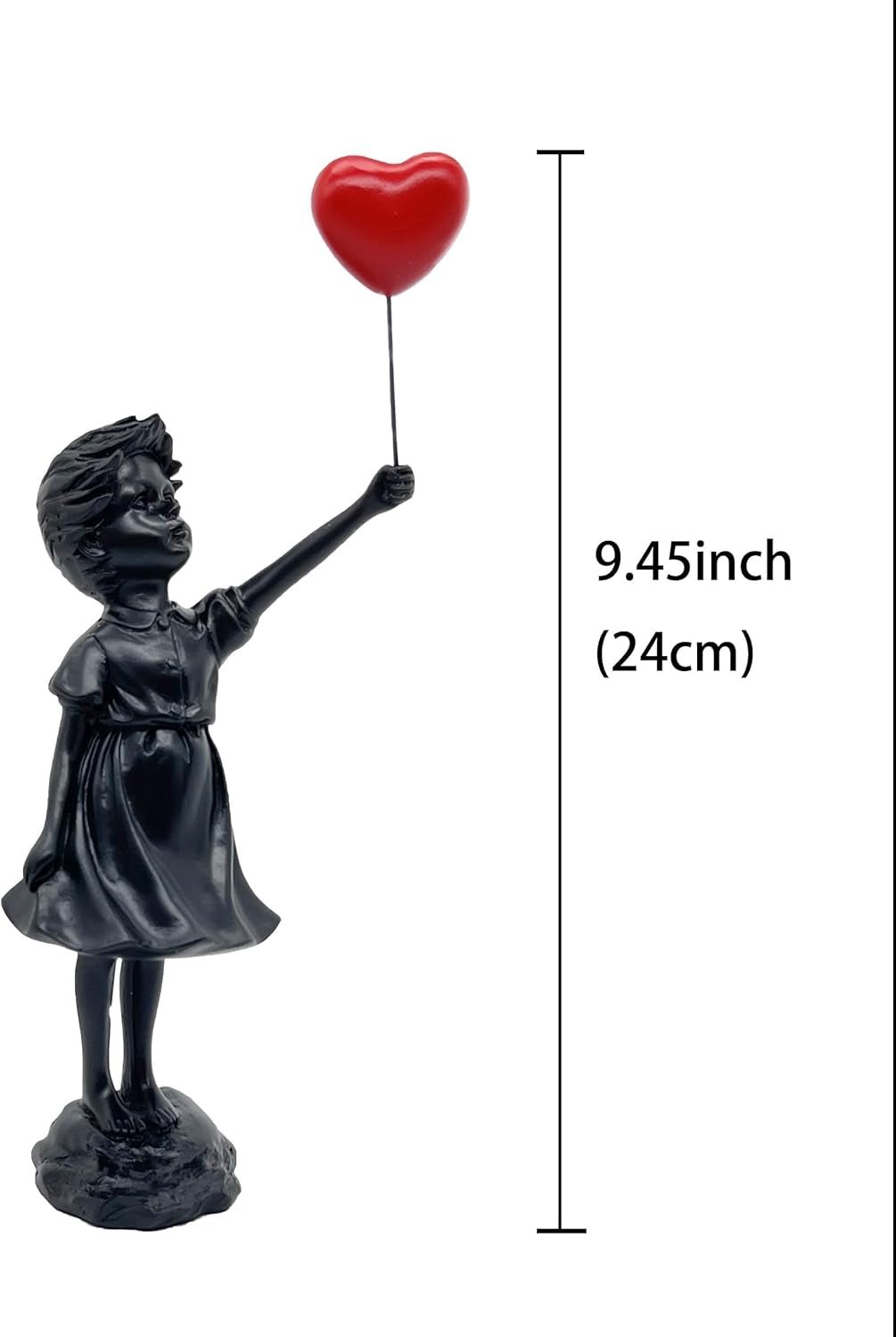 Ragazza carina con palloncino Scultura in resina Decorazione per la casa Statua Banksy Ragazza con cuore rosso Figura di palloncino Scultura d'arte moderna per decorazione da scaffale da tavolo Statue e sculture Naty Shop
