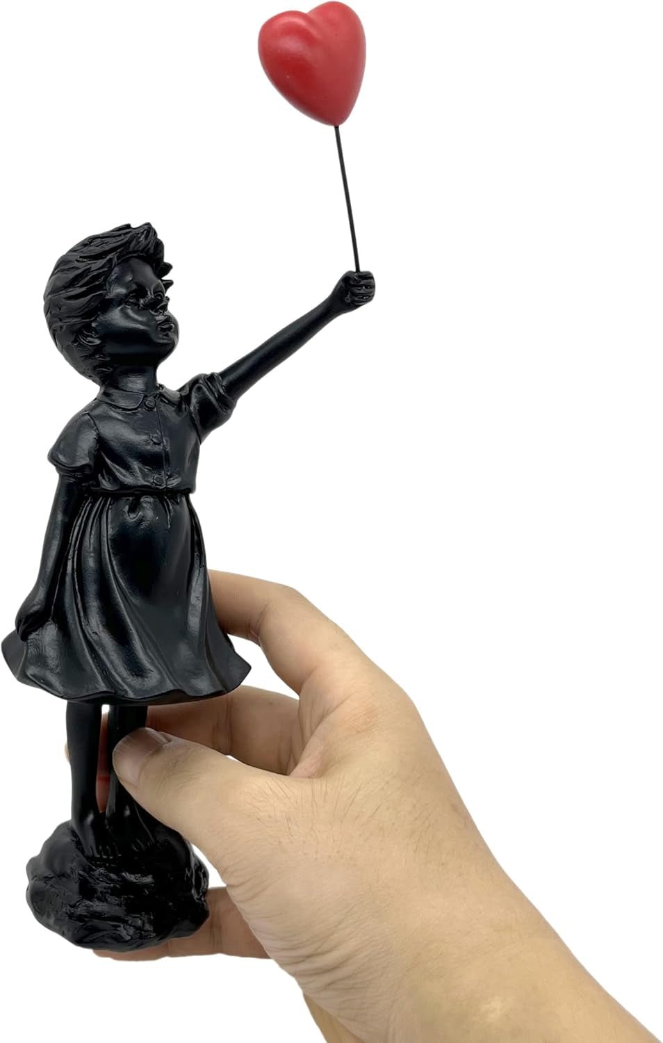 Ragazza carina con palloncino Scultura in resina Decorazione per la casa Statua Banksy Ragazza con cuore rosso Figura di palloncino Scultura d'arte moderna per decorazione da scaffale da tavolo Statue e sculture Naty Shop