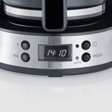 Macchina per caffè espresso SEVERIN "TypeSwitch" con caraffa in vetro e timer, AromaSwitch per scegliere 2 opzioni di erogazione, orologio digitale con funzione timer, per un massimo di 10 tazze, 1000 W, acciaio inossidabile spazzolato-nero, KA 4826