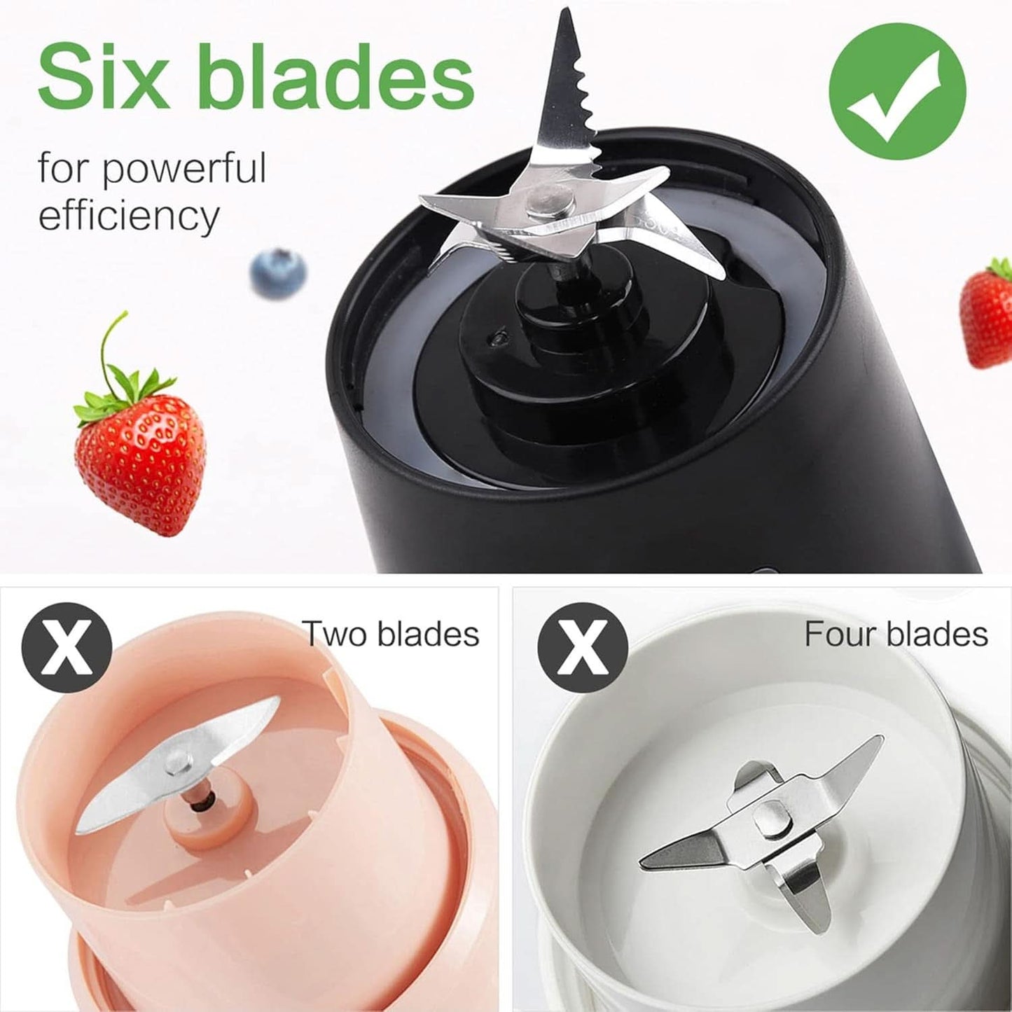 Mixer Smoothie Maker Tragbarer Entsafter: 380Ml Standmixer Shaker personale Proteinshake Mit 6 Edelstahlmesser Tragbar-Bpa-Freie Mit Usb-Mixbecher Für Shakes,Saftoutdoor,Schwarz Bucatarie Naty Shop