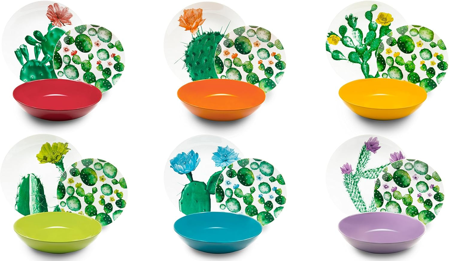 Servizio da tavola Excelsa Color Cactus, 18 pezzi, multicolore