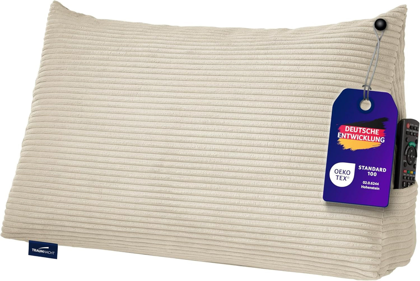 Cuscino da lettura Traumnacht Cozy Back Cushion, 70 x 40 cm grigio scuro, rivestimento sfoderabile e lavabile in 100% poliestere, pratica tasca laterale, certificato Oeko-Tex, prodotto secondo gli standard di qualità tedeschi