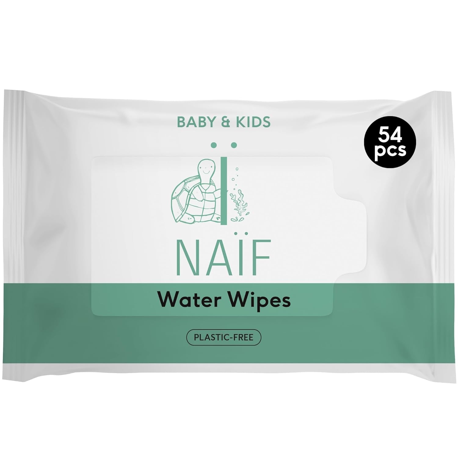 Salviette Naïf Plastic Free Baby 54 Pezzi (1 Confezione x 54 Pezzi) - Per sederino, corpo e viso del bambino - Ingredienti naturali