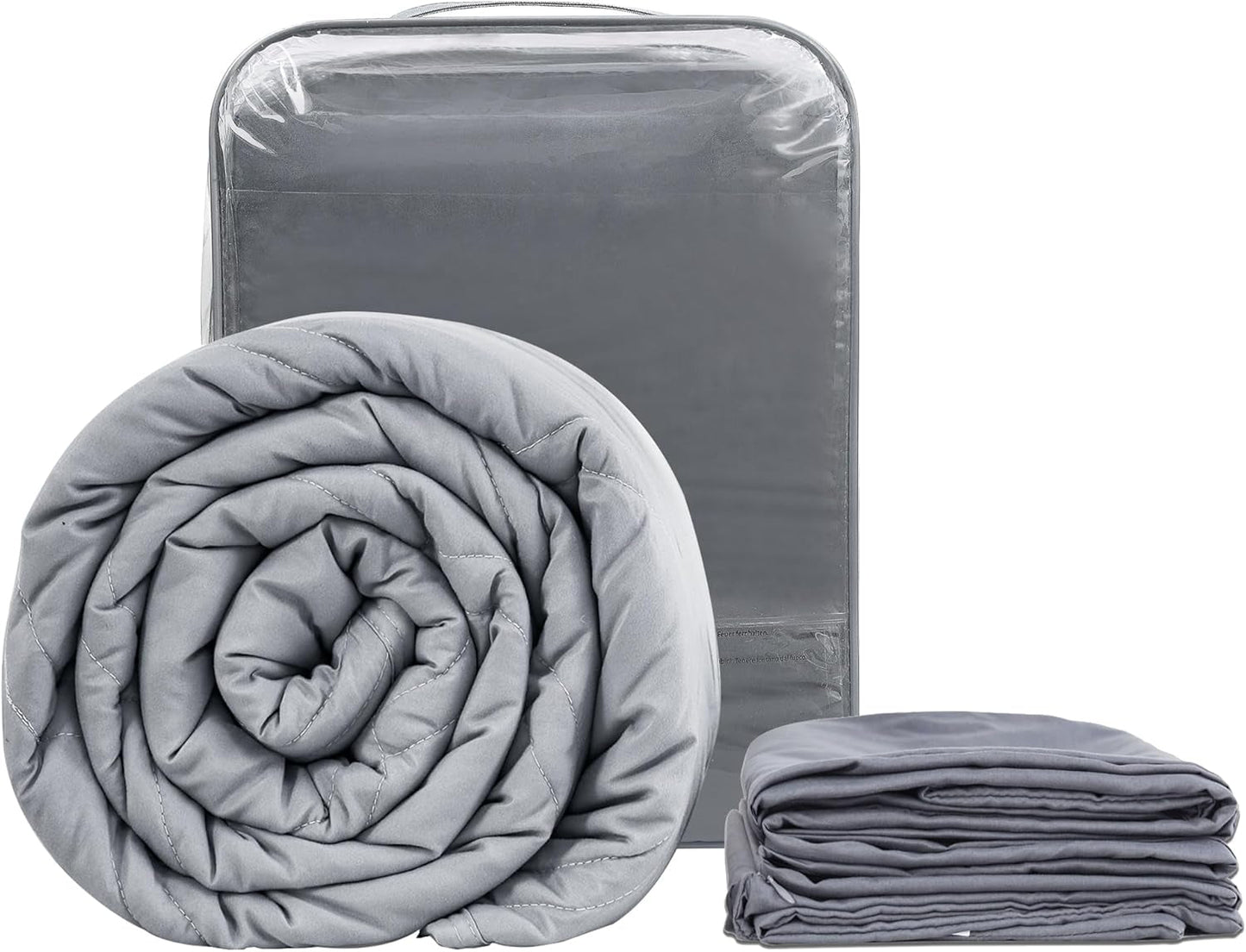 Winthome Coperta ponderata con copripiumino 150X205 cm 10,4 kg, comoda coperta ponderata, coperta per terapia antistress, coperta pesante per un sonno più profondo e un migliore recupero, coperta pesante per adulti (grigio) Besuche den Winthome-Store grigio 140X205 cm-8,6 kg