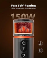 Macchina per caffè espresso CONQUECO 12V: macchina per caffè espresso portatile con batteria per campeggio e viaggi - Riscaldamento rapido in 2,5 minuti - 8 tazzine per caffè espresso in una sola carica