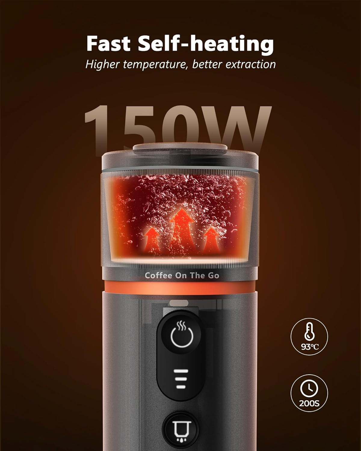 Macchina per caffè espresso CONQUECO 12V: macchina per caffè espresso portatile con batteria per campeggio e viaggi - Riscaldamento rapido in 2,5 minuti - 8 tazzine per caffè espresso in una sola carica