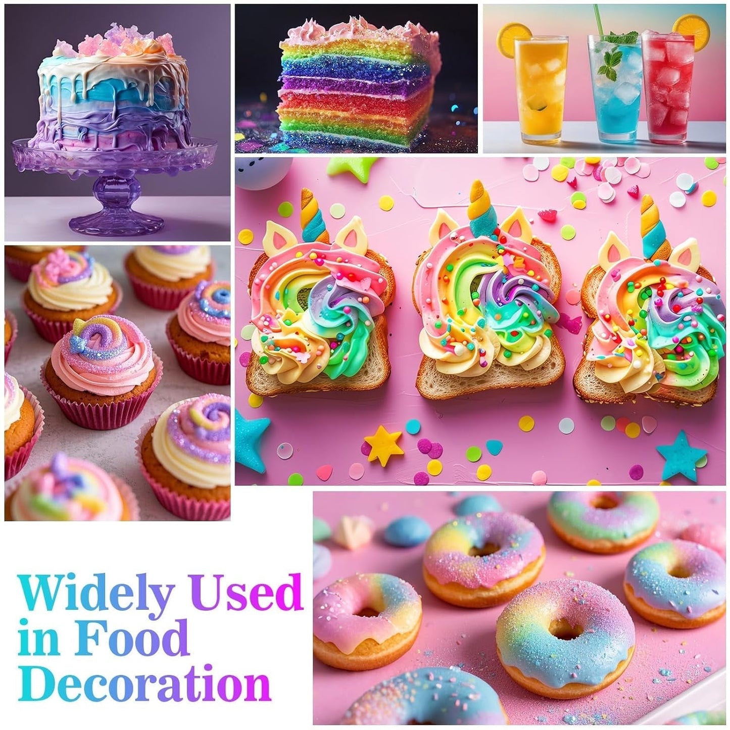 Glitter commestibili - Colorante alimentare in polvere 6G per cioccolato, fragole, muffin, torte, fondente (Oro)