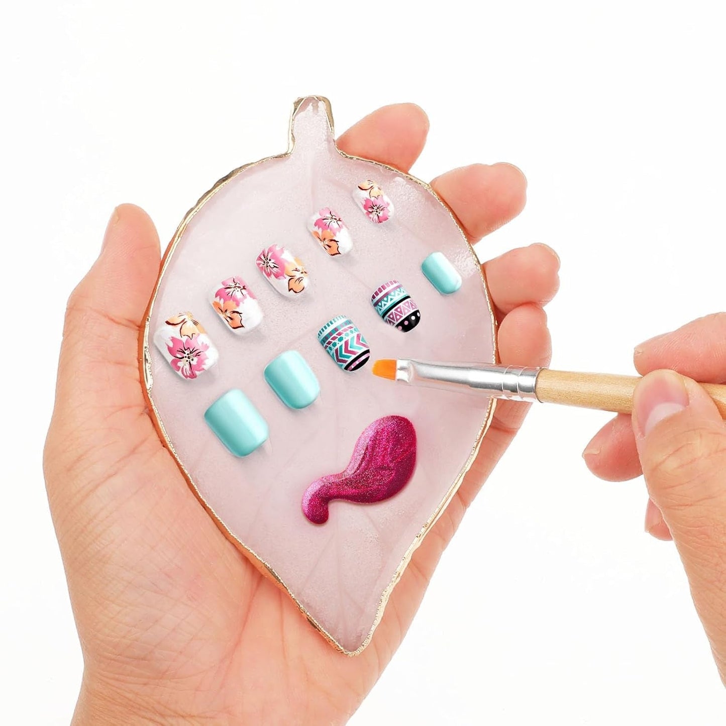 Resina Nail Art Palette Blatt Form Nail Art Werkzeuge Kit Nail Gel Polish Colori Mischen Palette Für DIY Nail Art Make-Up Nagel Dekoration Zubehör
