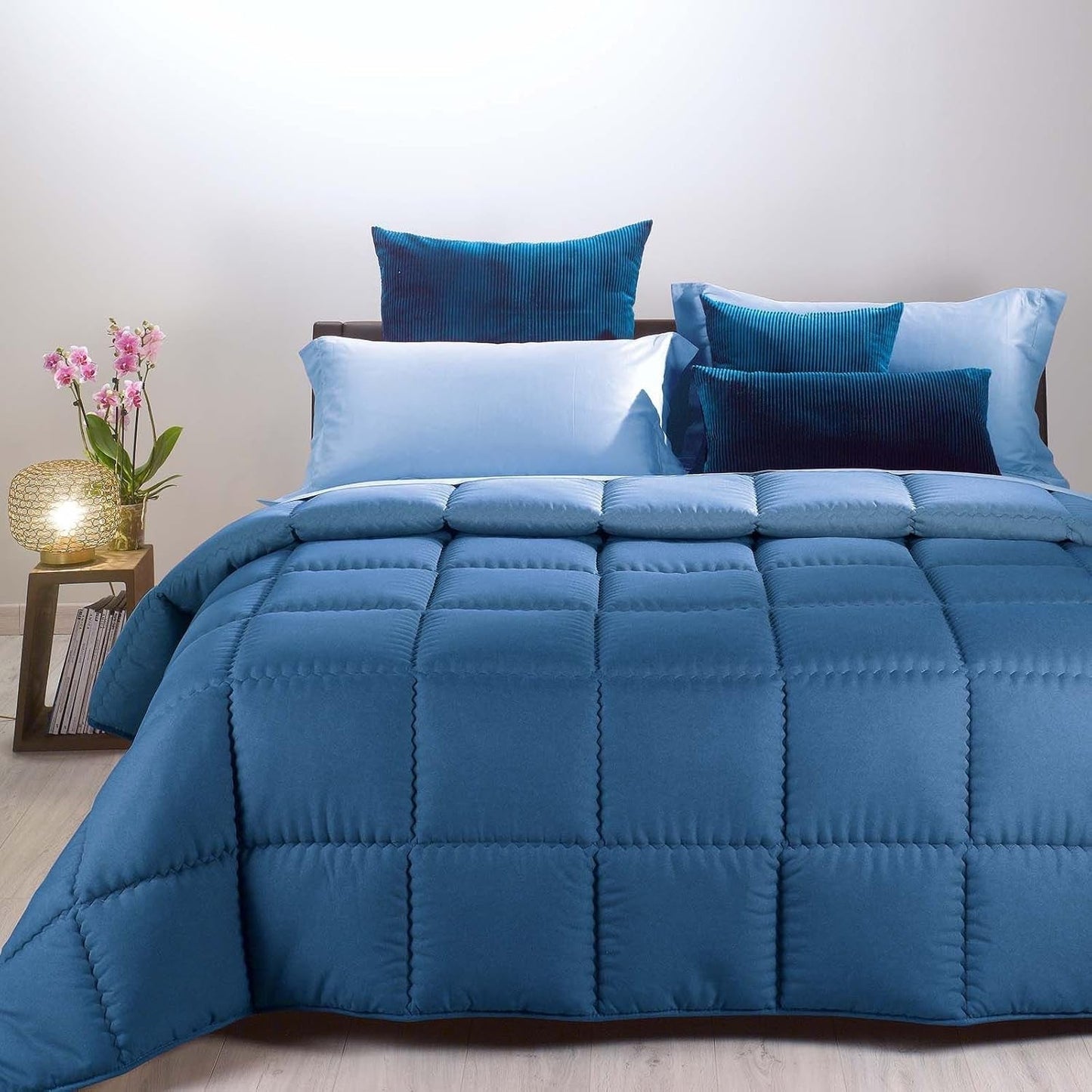 Caleffi copripiumino matrimoniale Modern Double Blu - Letto matrimoniale (260 X 265 Cm) Piumini e Trapunte Naty Shop Blu