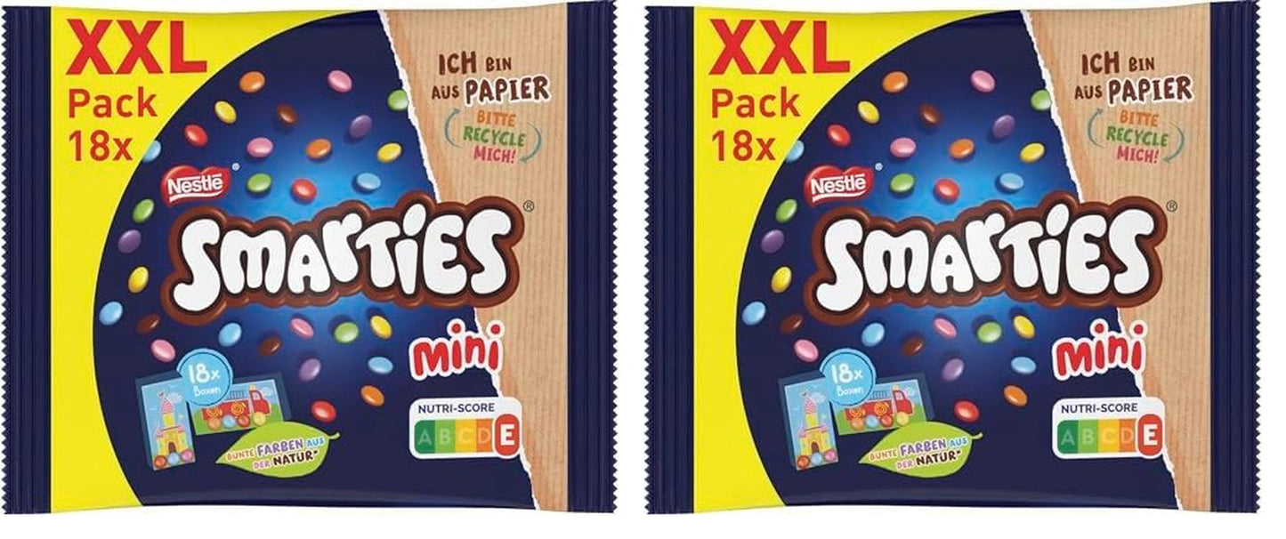 Nestlé SMARTIES Mini buste XXL, lenticchie color cioccolato, ideali da condividere e divertirsi con la famiglia e gli amici, colori naturali, confezione riciclabile, confezione da 2 (1 x 259 g)