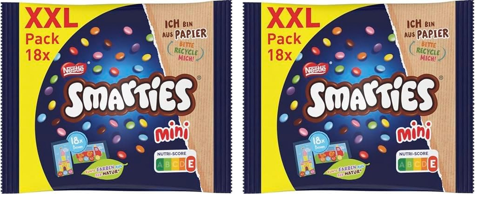 Nestlé SMARTIES Mini buste XXL, lenticchie color cioccolato, ideali da condividere e divertirsi con la famiglia e gli amici, colori naturali, confezione riciclabile, confezione da 2 (1 x 259 g)
