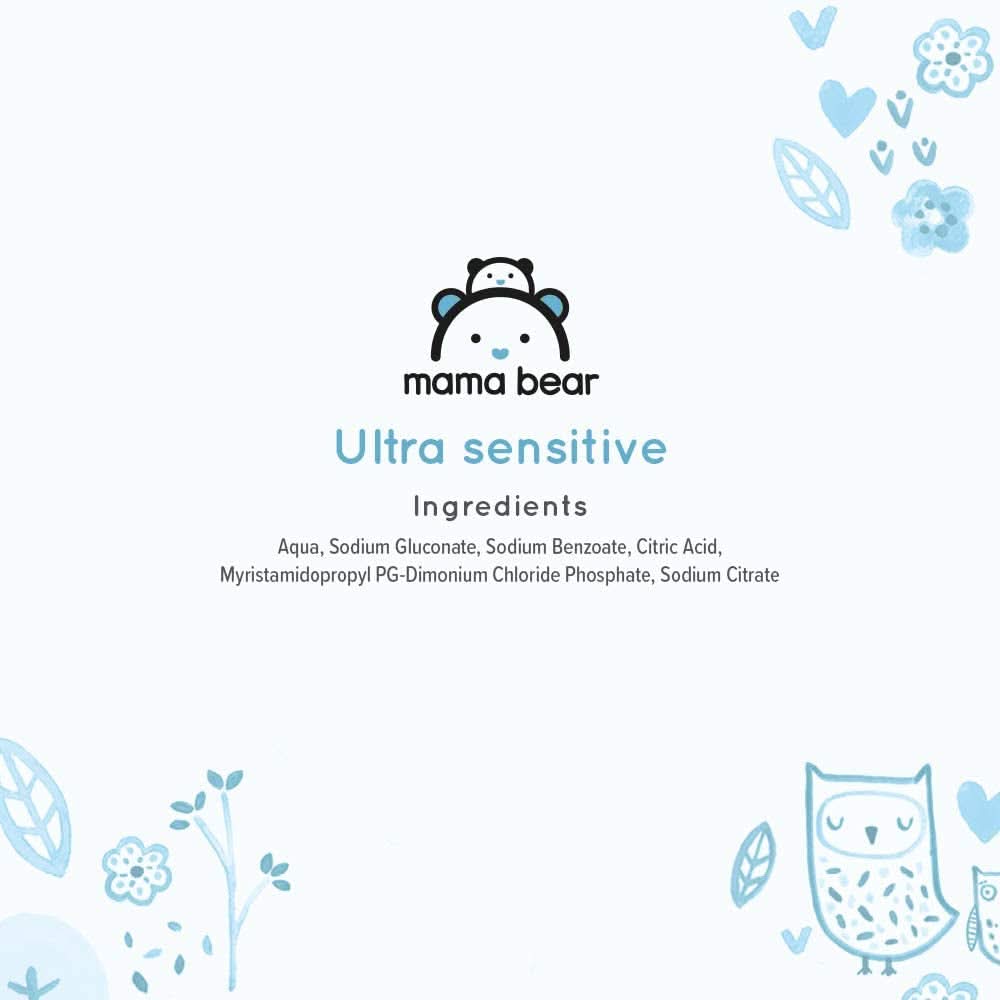Salviette per neonati Mama Bear Ultra Sensitive senza profumo, 1008 unità (18 confezioni da 60) Naty Shop
